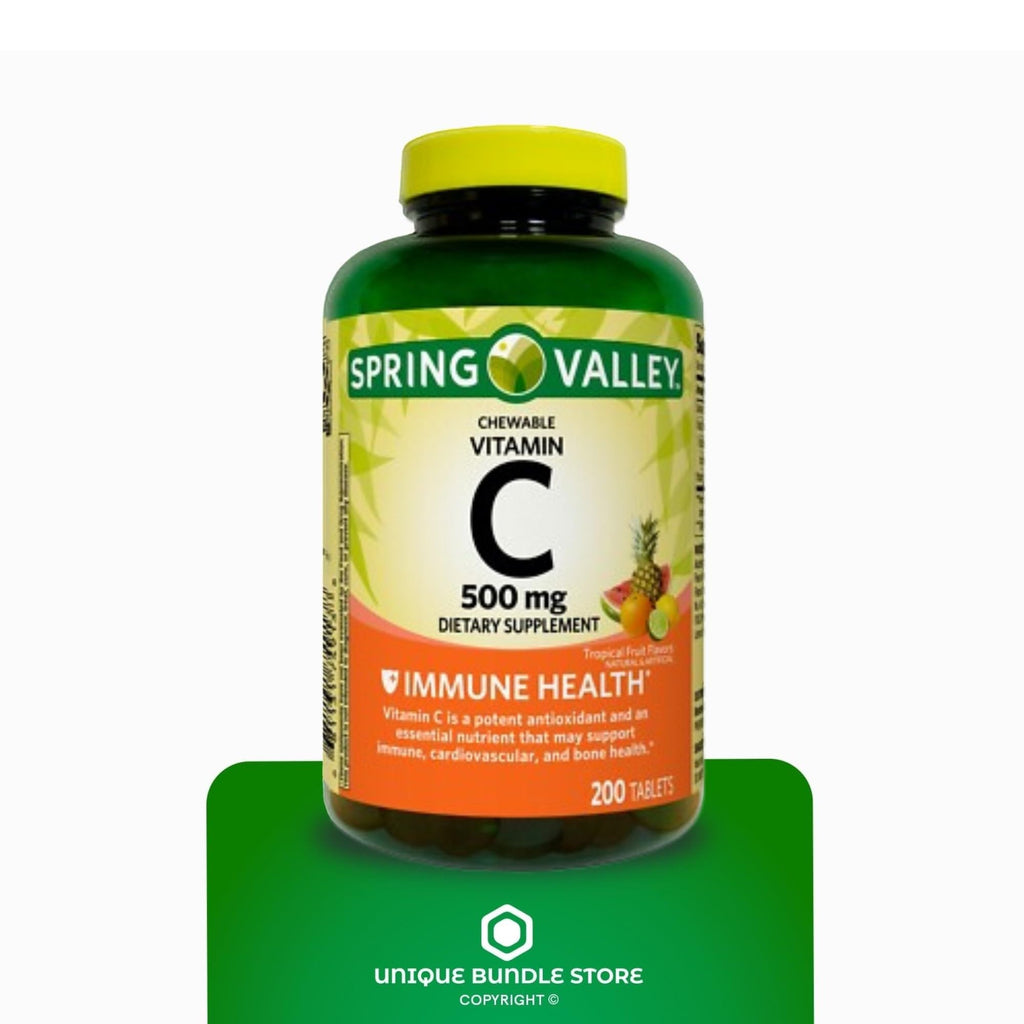 Spring Valley Vitamin C 500mg Chewable Tablets – Tropical Fruit Flavor, 200 Count (Pack of 2)