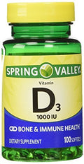 Twinpack Spring Valley Vitamin D3 1000 IU – 2 x 100 Softgels