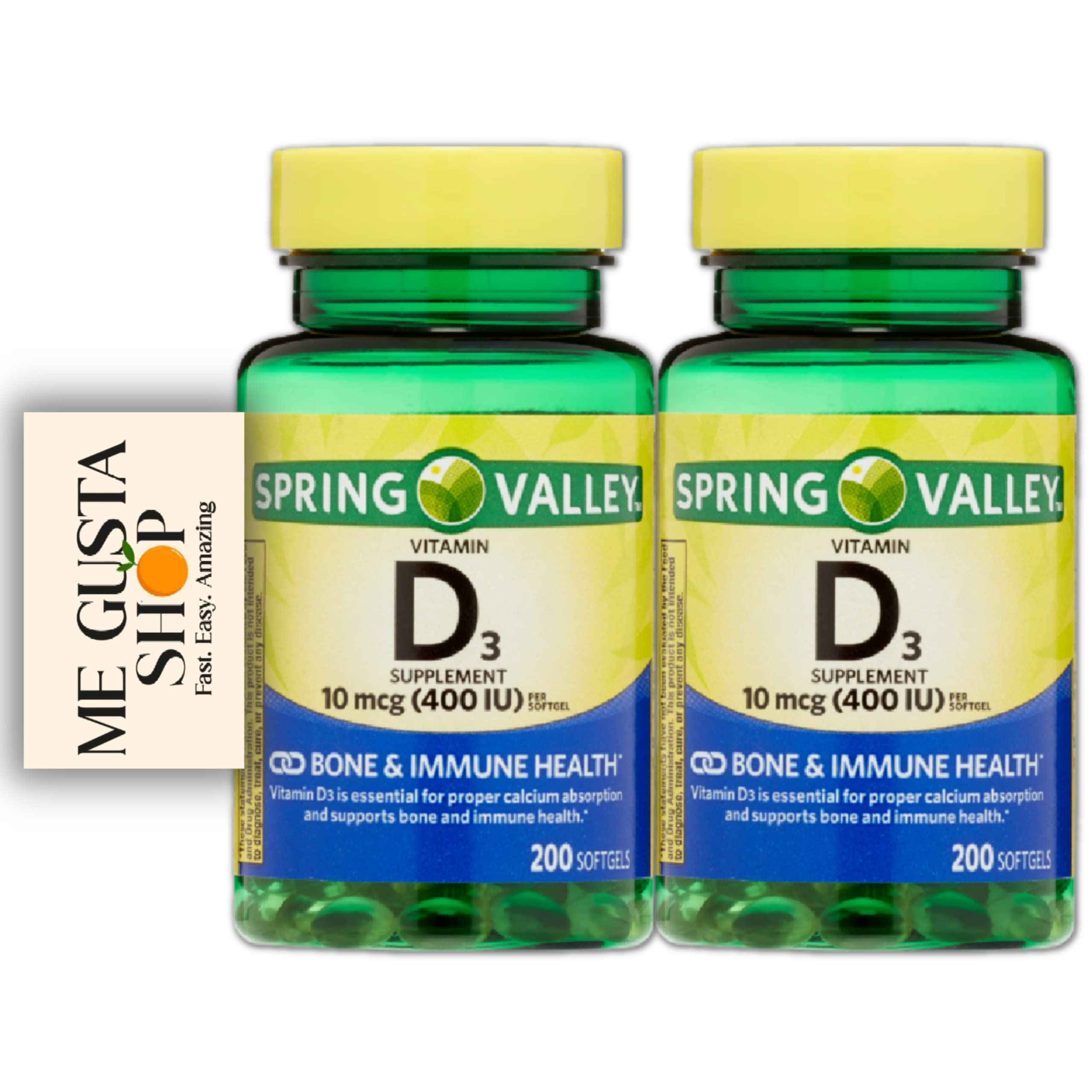 Spring Valley Vitamin D3 Softgels 400 IU (10 mcg), 200 Count Pack of 2 – Me gustas Sticker