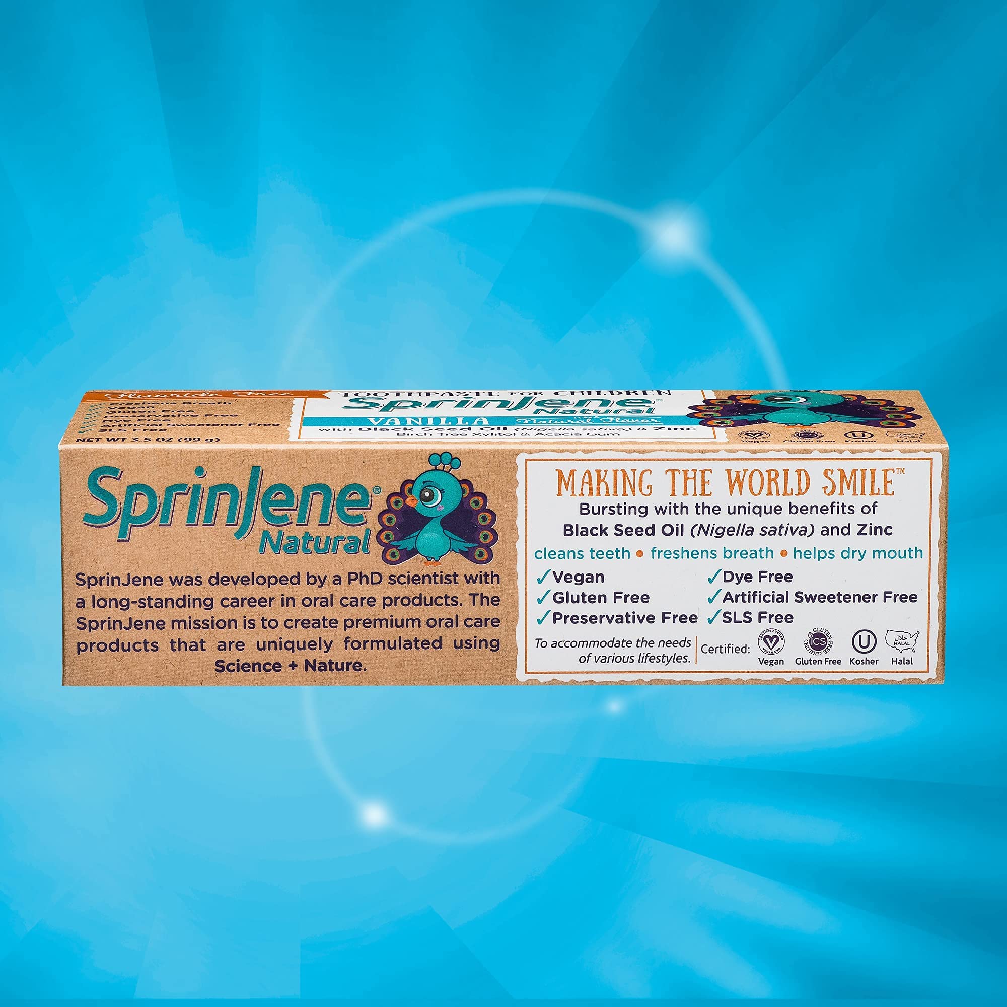 SprinJene Natural Children’s Toothpaste – Fluoride Free Vanilla Toothpaste for Toddlers & Kids – Gentle Safe Natural Formula with Patented Black Seed Oil & Zinc – Made in The USA (4 Pack)