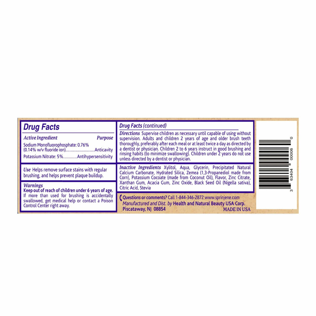 SprinJene Natural Sensitivity Relief Toothpaste – Fluoride for Sensitive Teeth – USA Made (2 Pack)