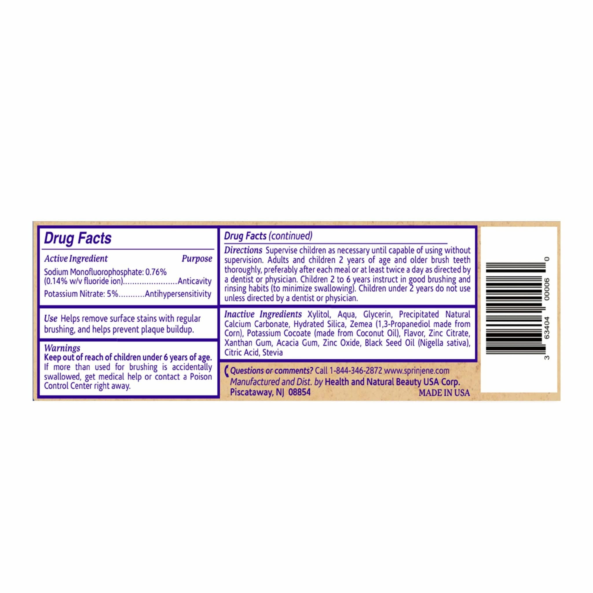 SprinJene Natural Sensitivity Relief Toothpaste – Fluoride for Sensitive Teeth – USA Made (2 Pack)