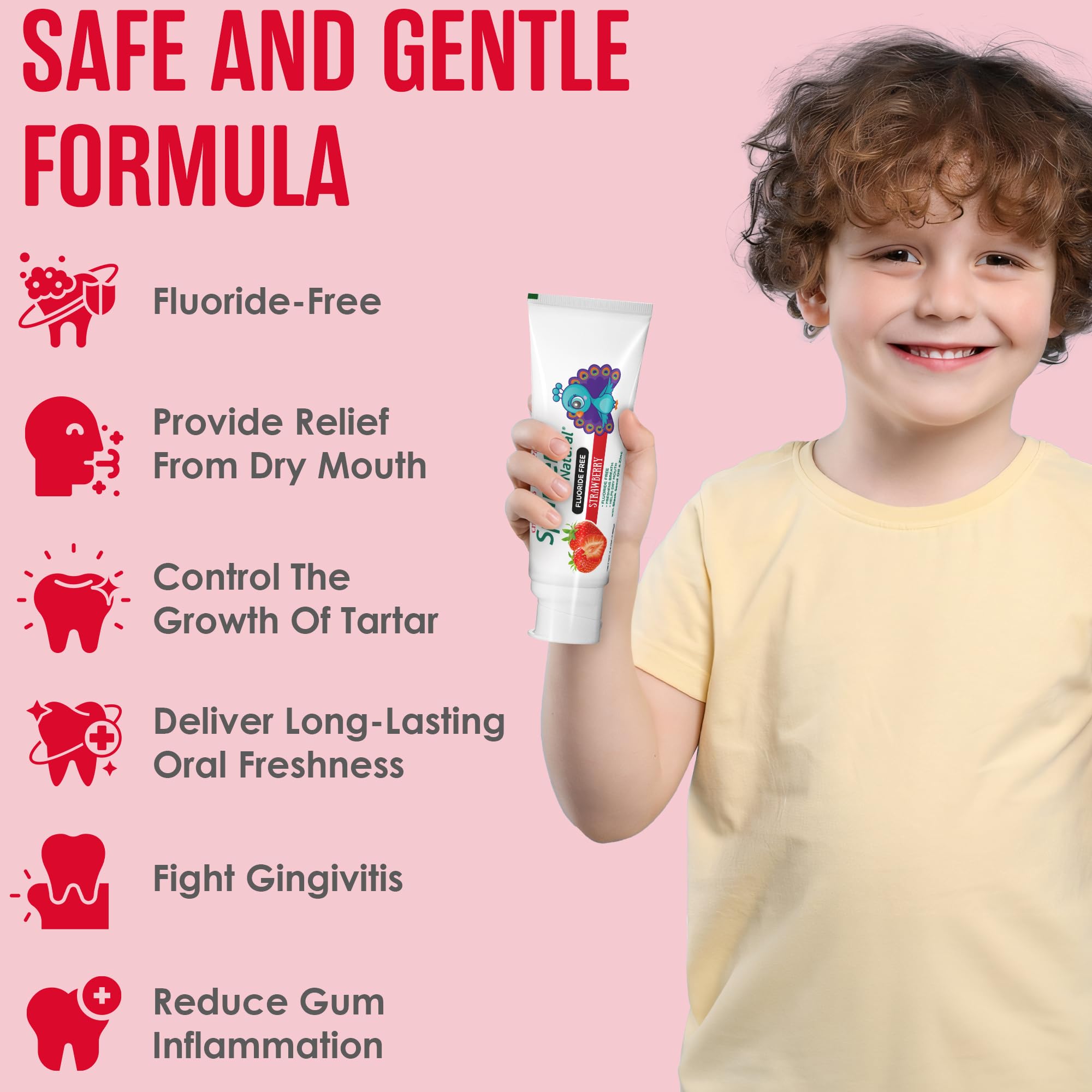 SprinJene Natural Children's Toothpaste – Fluoride-Free Strawberry for Kids | Made in USA 2-Pack