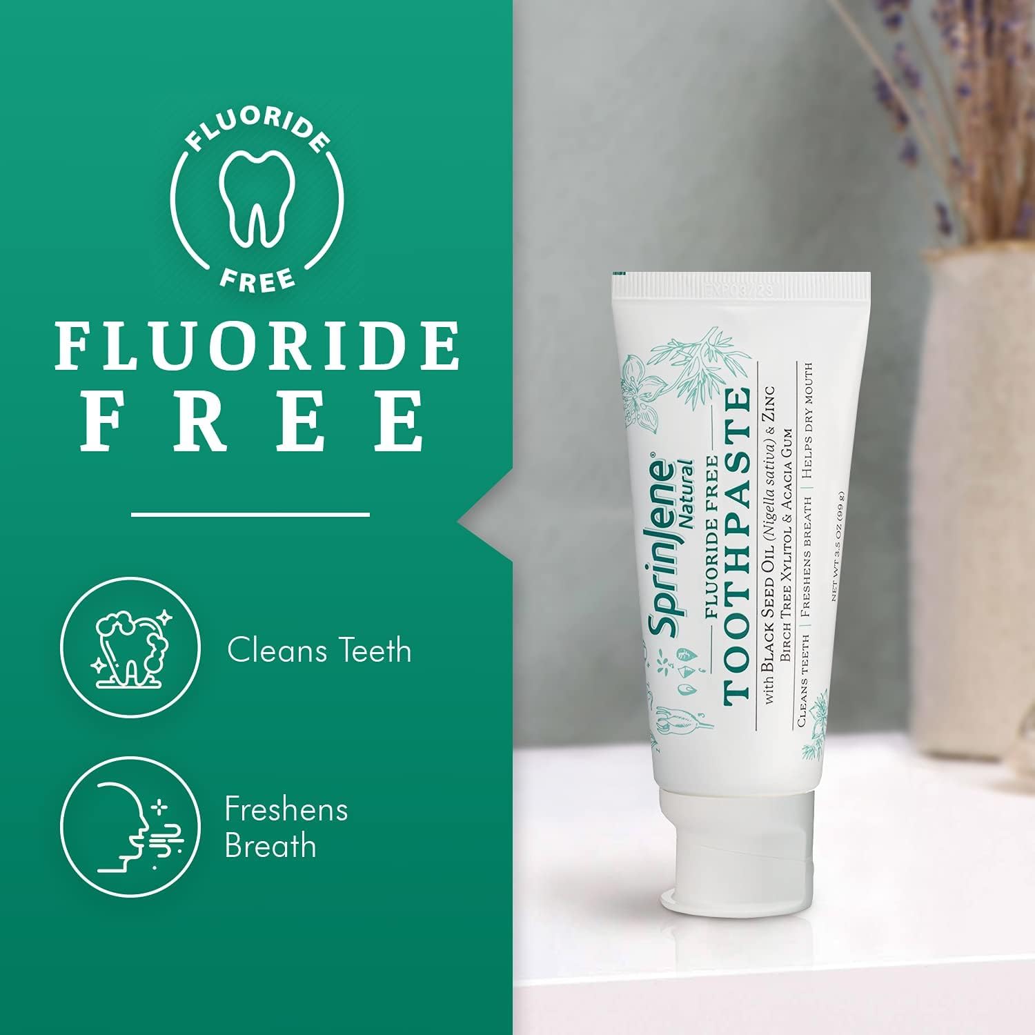 SprinJene Fluoride-Free Clove & Mint Toothpaste – Gum Care with Black Seed Oil & Zinc (USA Made) – 4 Pack