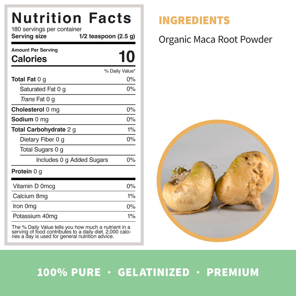 Sprout Living Organic Gelatinized Maca Root Powder 1 lb | Premium Maca Powder for Energy & Adaptogen