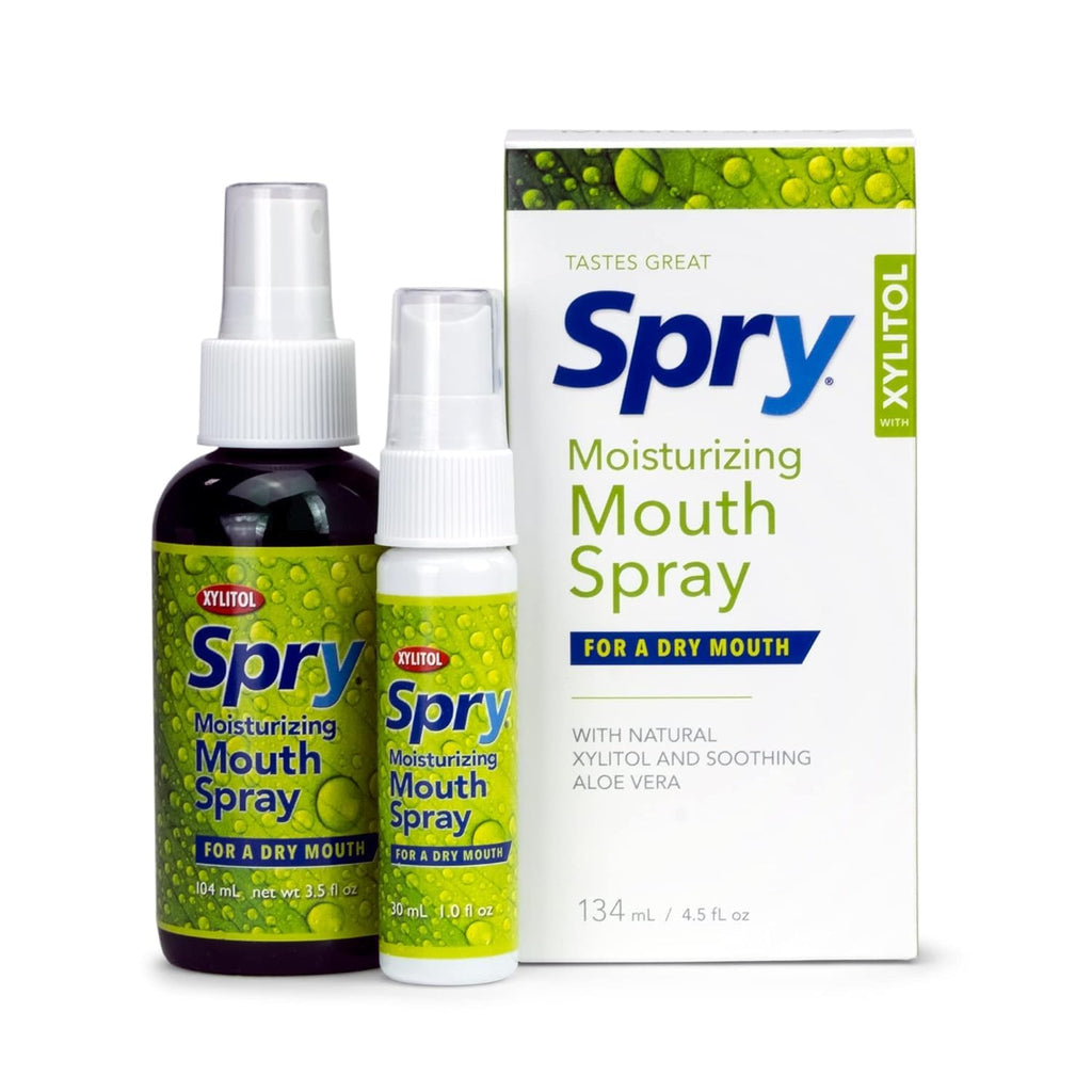 Spry Natural Xylitol Mouth Spray – Moisturizing Dry Mouth, Stop Bad Breath, Spearmint, 4.5 oz (Non-GMO)