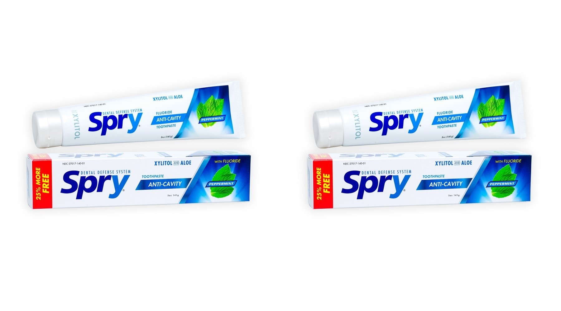 Spry Natural Xylitol Toothpaste 5oz – Pack of 2 for Adults & Kids