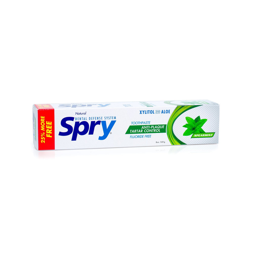 Spry Natural Xylitol Toothpaste 5oz – Fluoride Free, Gentle for Sensitive Teeth, Spearmint
