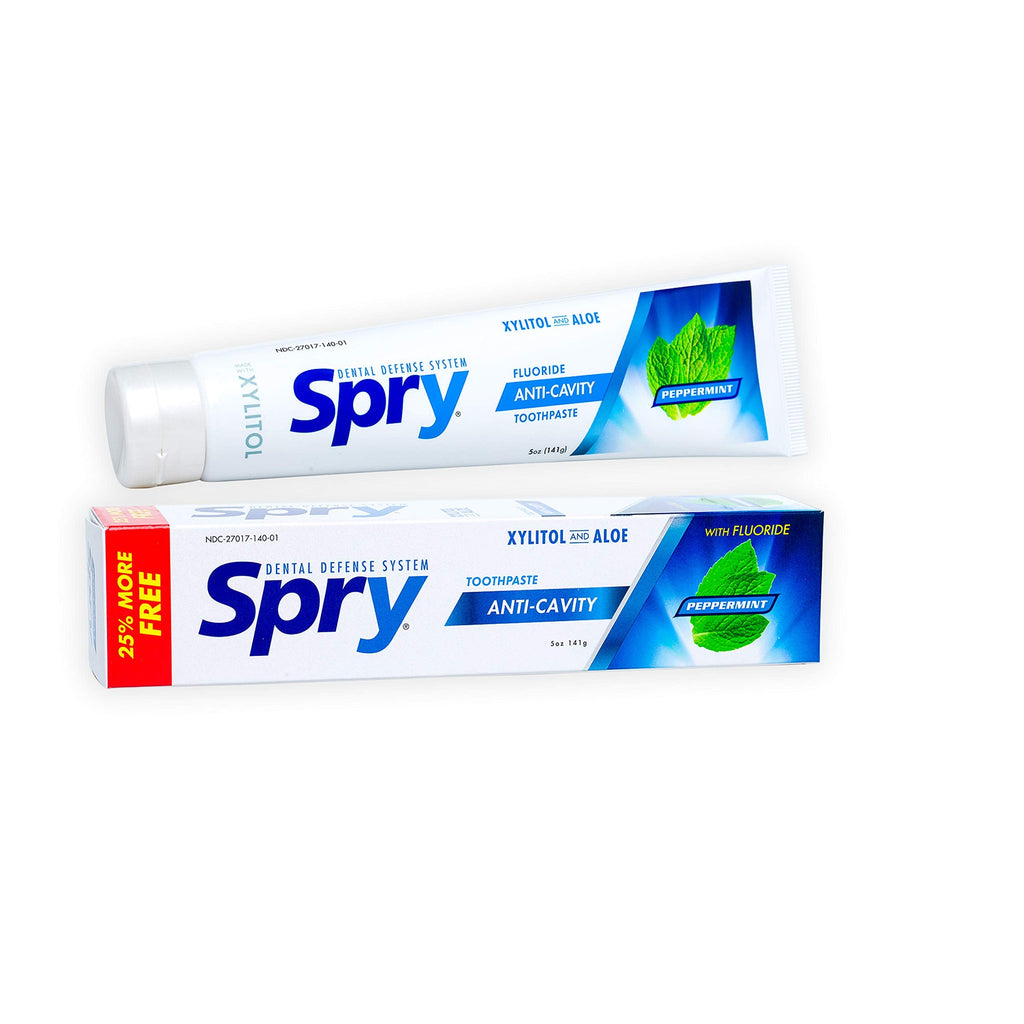 Spry Natural Xylitol Toothpaste 5oz – Gentle Whitening, Fluoride & Remineralizing | Peppermint