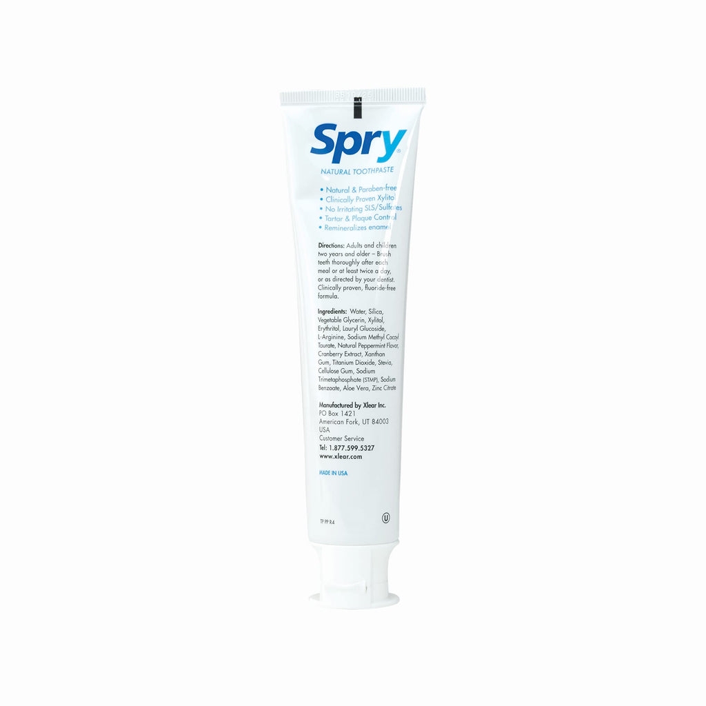 Spry Natural Xylitol Toothpaste 5oz – 6-Pack, Fluoride Free, Gentle for Sensitive Teeth, Peppermint