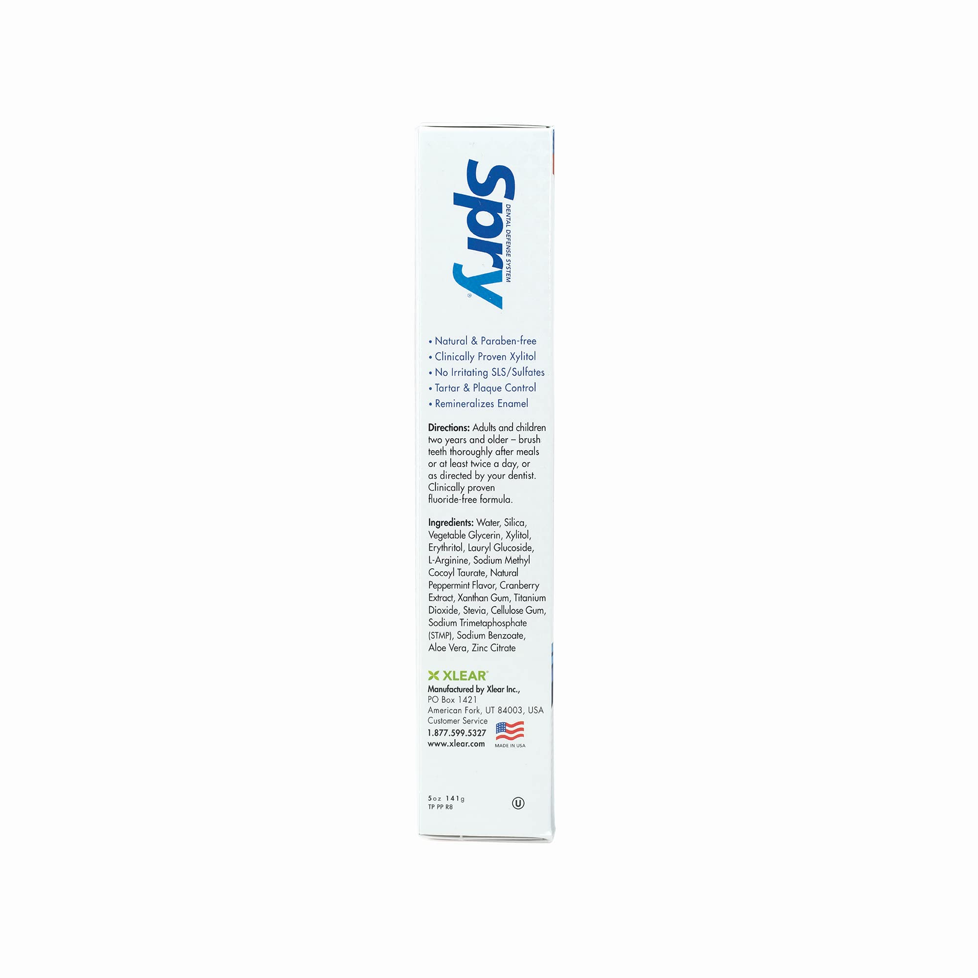 Spry Natural Xylitol Toothpaste 5oz – 6-Pack, Fluoride Free, Gentle for Sensitive Teeth, Peppermint