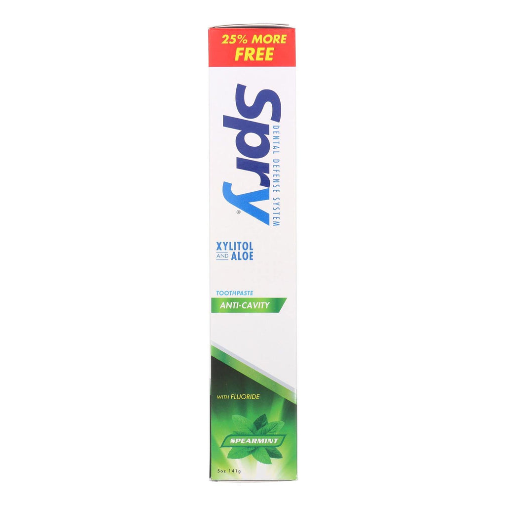 Spry Natural Xylitol Toothpaste 5oz for Adults & Kids – Gentle Whitening & Remineralizing, Spearmint (Pack of 1)