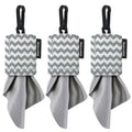 SPUDZ Classic Microfiber Lens Cleaner – Clip-On Pouch, Washable | Gray Chevron, 6x6 in (3-Pack)