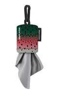 SPUDZ Classic Microfiber Lens Cleaner – Clip-On Pouch, Washable | Binoculars, Scopes, Glasses | Mountain Rainbow 6 x 6 Inch