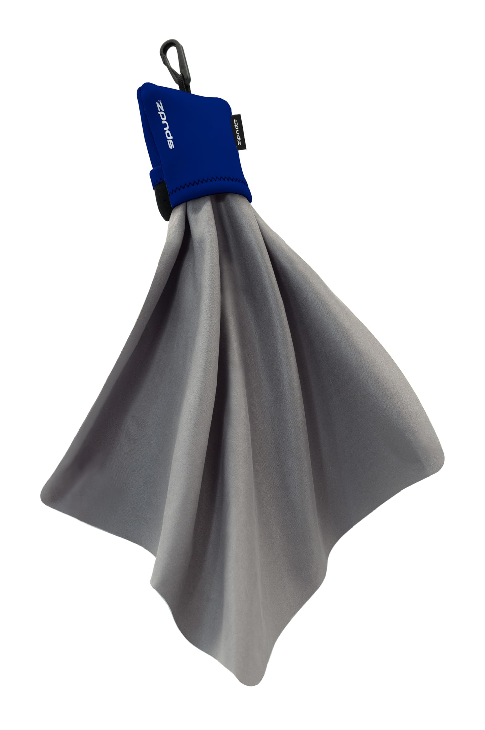 SPUDZ Ultra Microfiber Lens Cleaner – Navy Blue, 10x10 | Clip-On Pouch