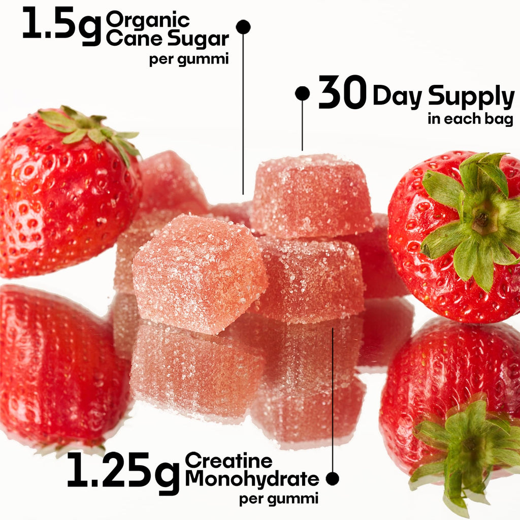 SquatGummi Creatine Monohydrate Gummies – 5g per Serving, Strawberry
