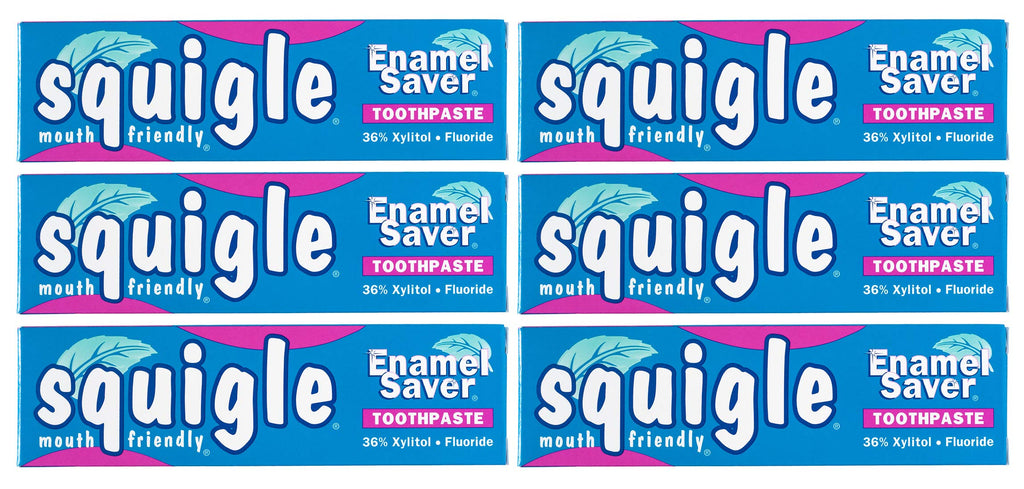 Squigle Enamel Saver Toothpaste (6 Pack) – SLS-Free, 36% Xylitol, Canker Sore Prevention