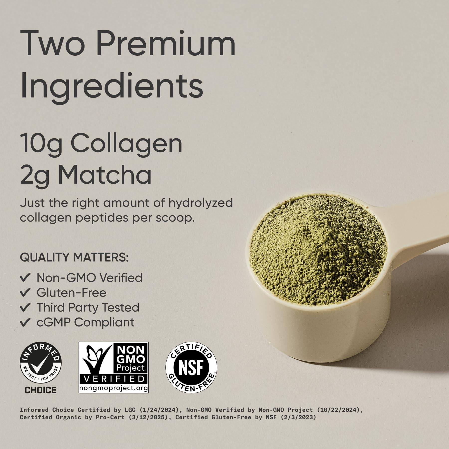 Sports Research Collagen Peptides + Organic Matcha – Gluten Free, Non-GMO