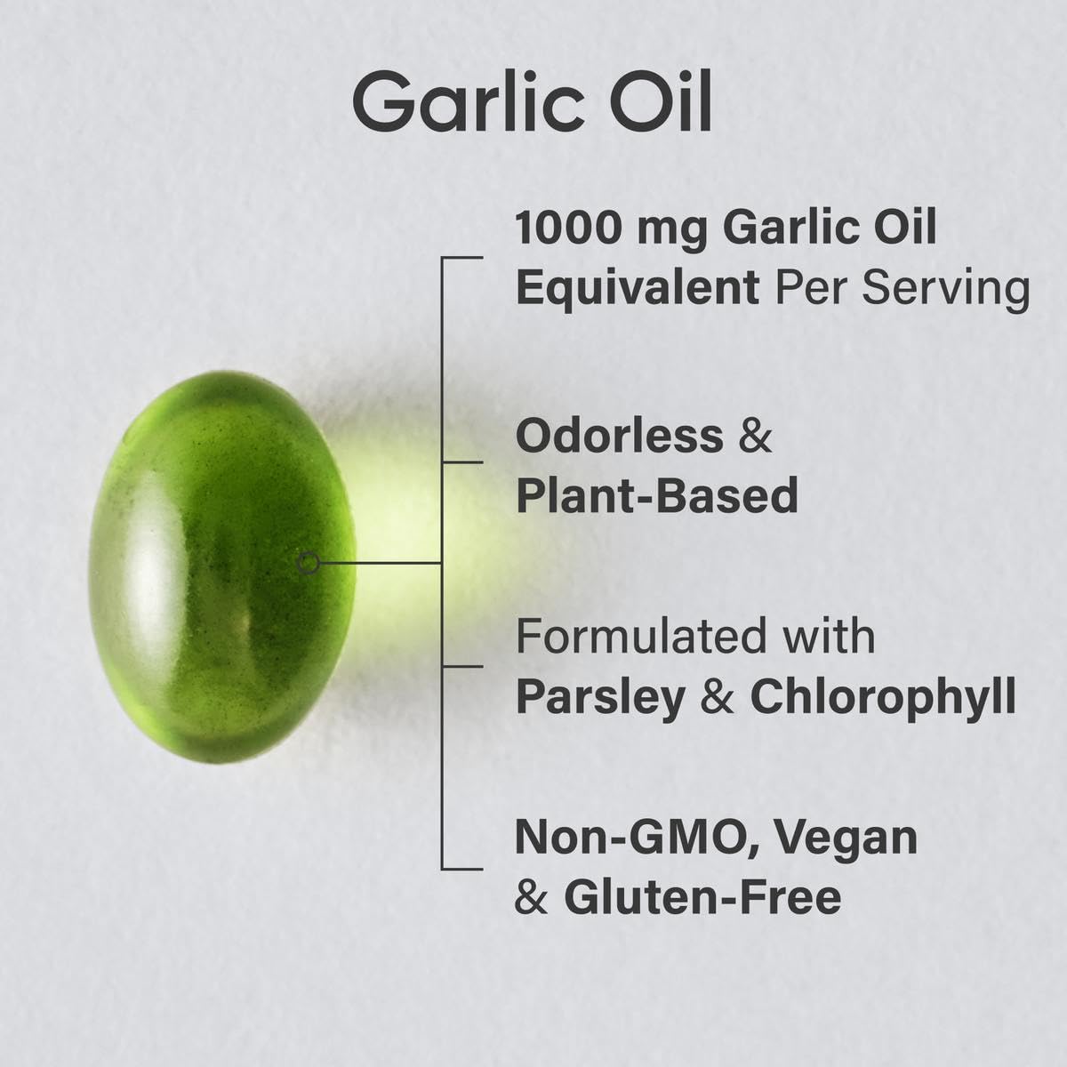 Sports Research Odorless Garlic Oil Pills 1000mg – Parsley & Chlorophyll, Vegan, Non-GMO