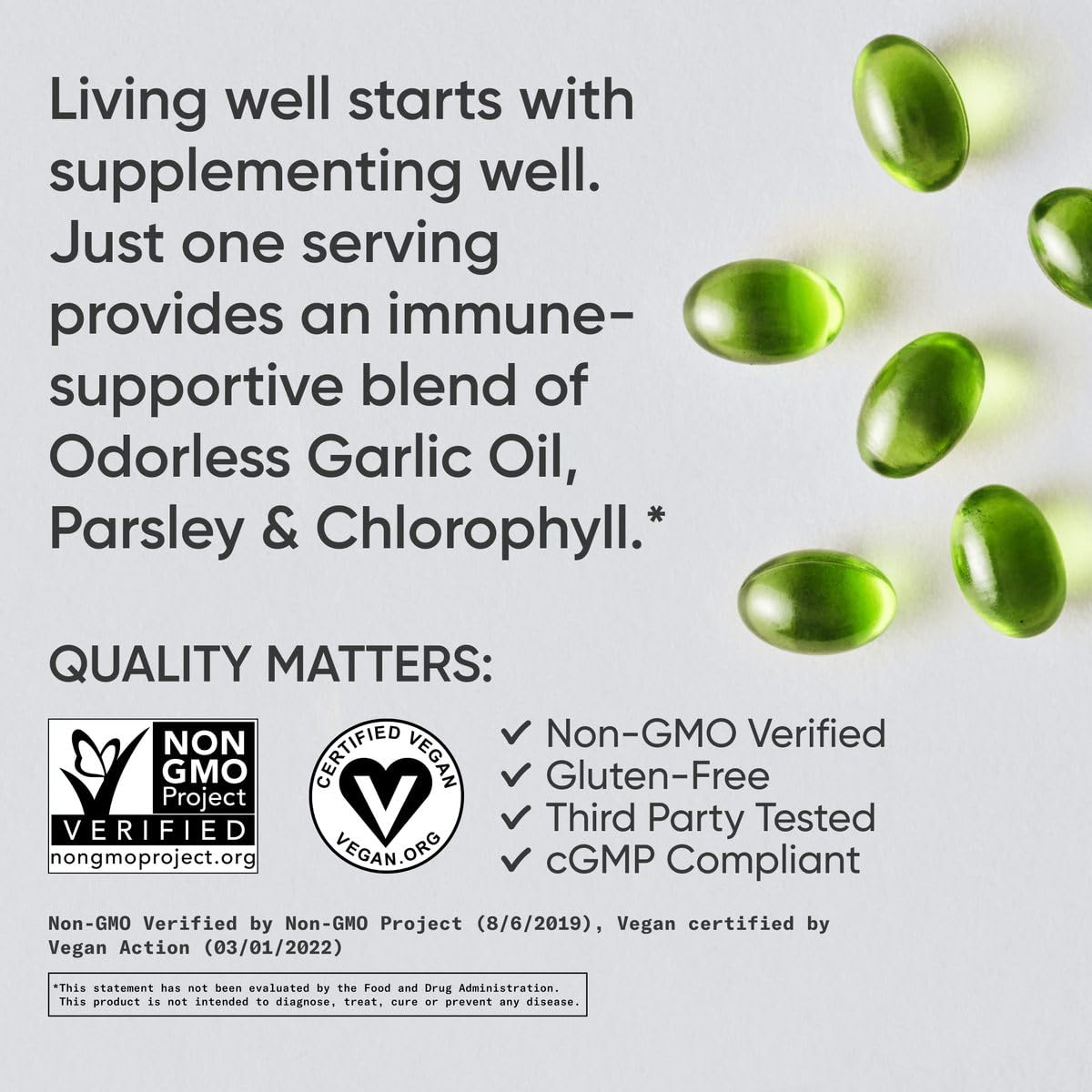 Sports Research Odorless Garlic Oil Pills 1000mg – Parsley & Chlorophyll, Vegan, Non-GMO