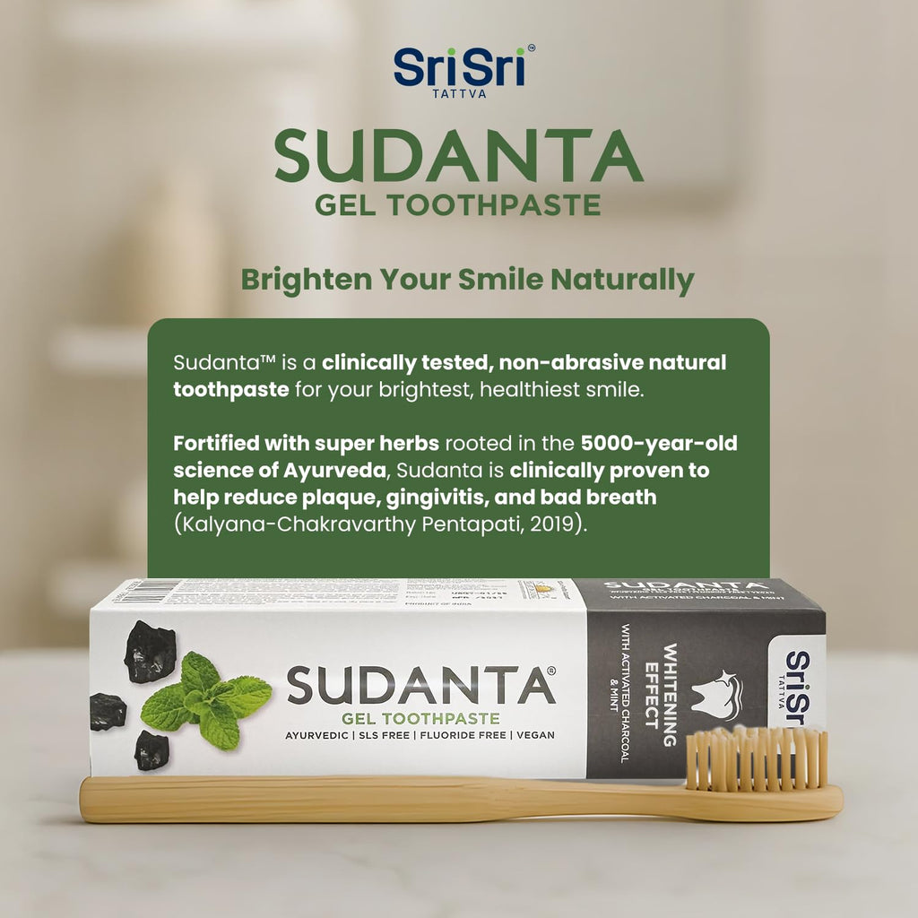 Sri Sri Tattva Sudanta Charcoal Toothpaste Gel – Herbal, SLS & Fluoride Free
