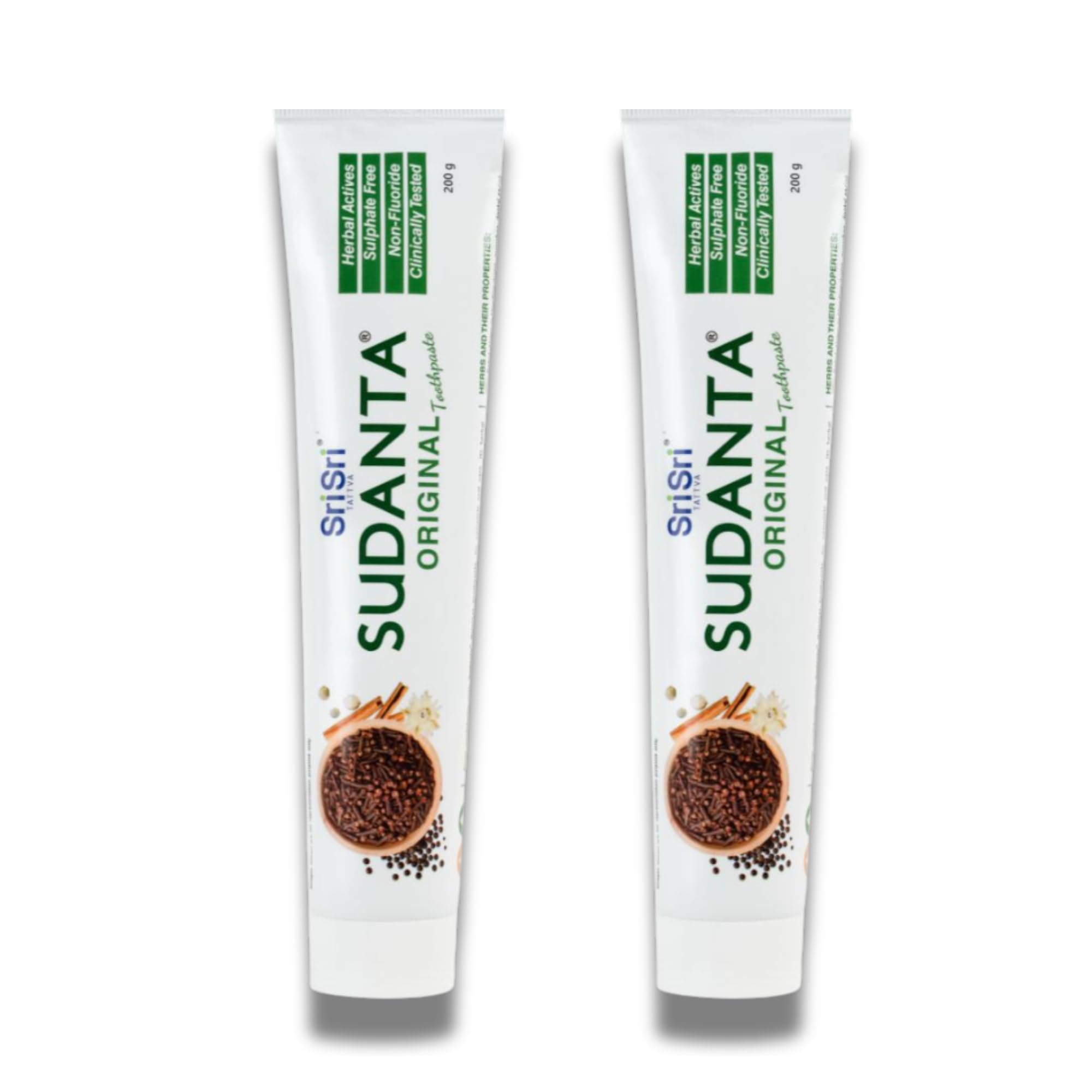 Sri Sri Tattva Sudanta Herbal Toothpaste – SLS Free & Fluoride Free (200 g Pack of 2)