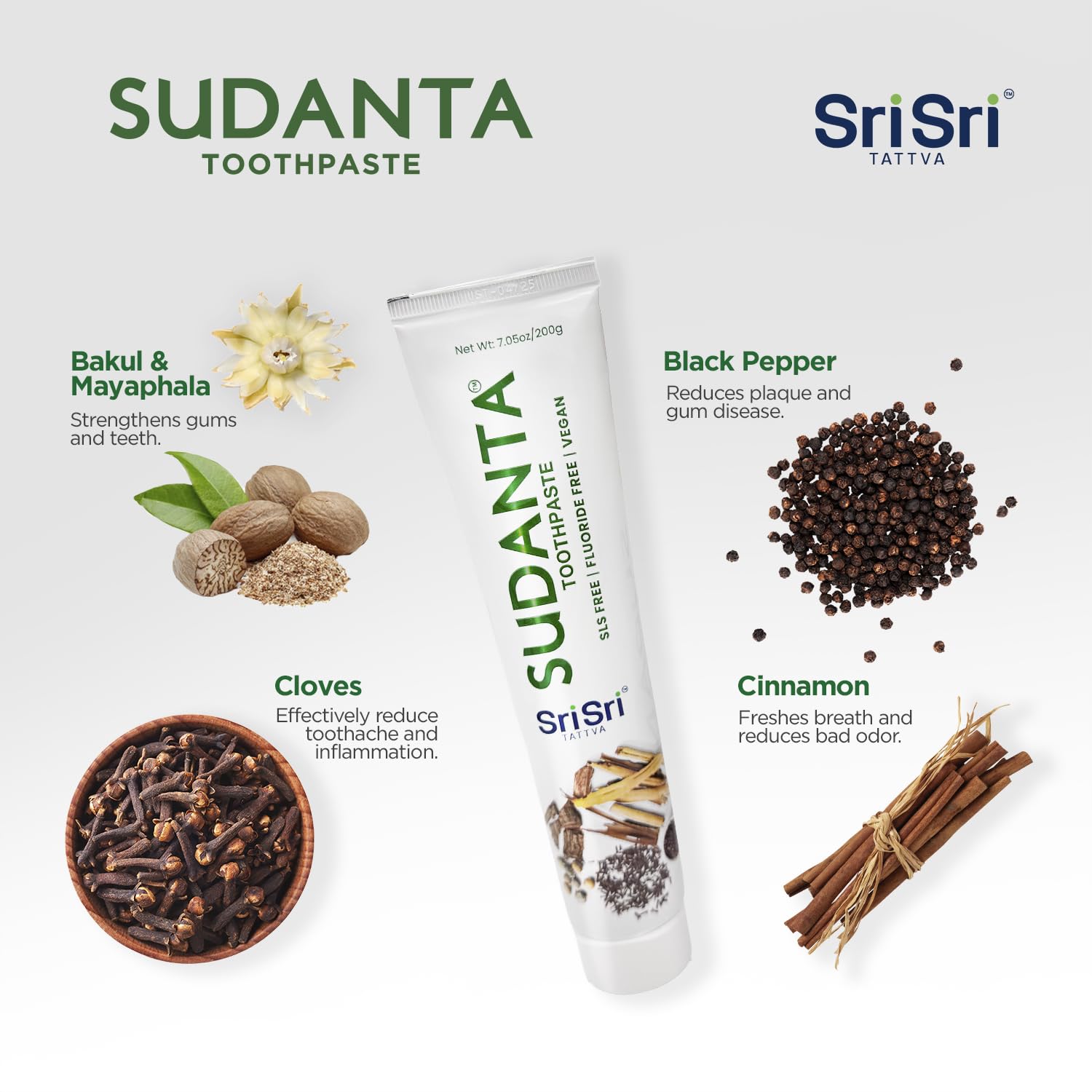 Sri Sri Tattva Sudanta Herbal Toothpaste – SLS Free & Fluoride Free, 200g