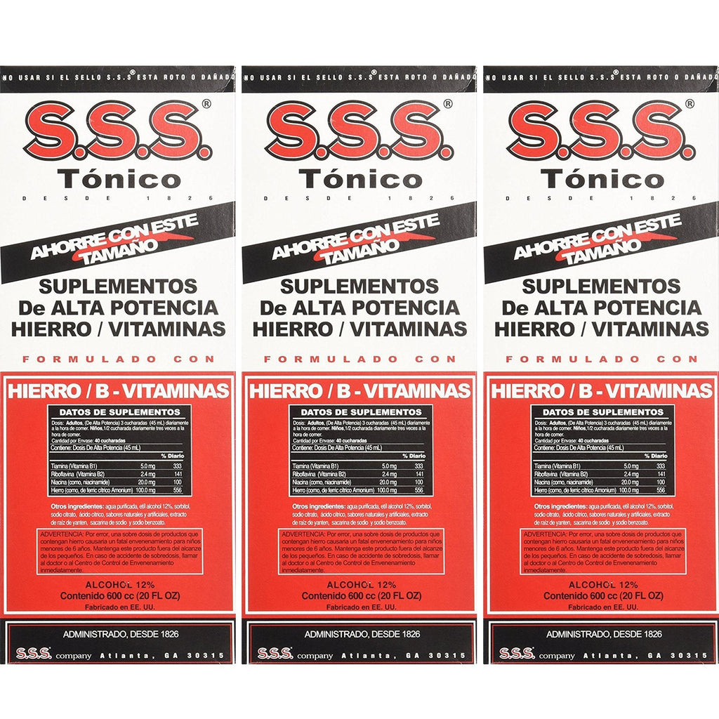 SSS Company S.S.S. Tonic Liquid Large 20 oz – Pack of 3 – Iron-Rich