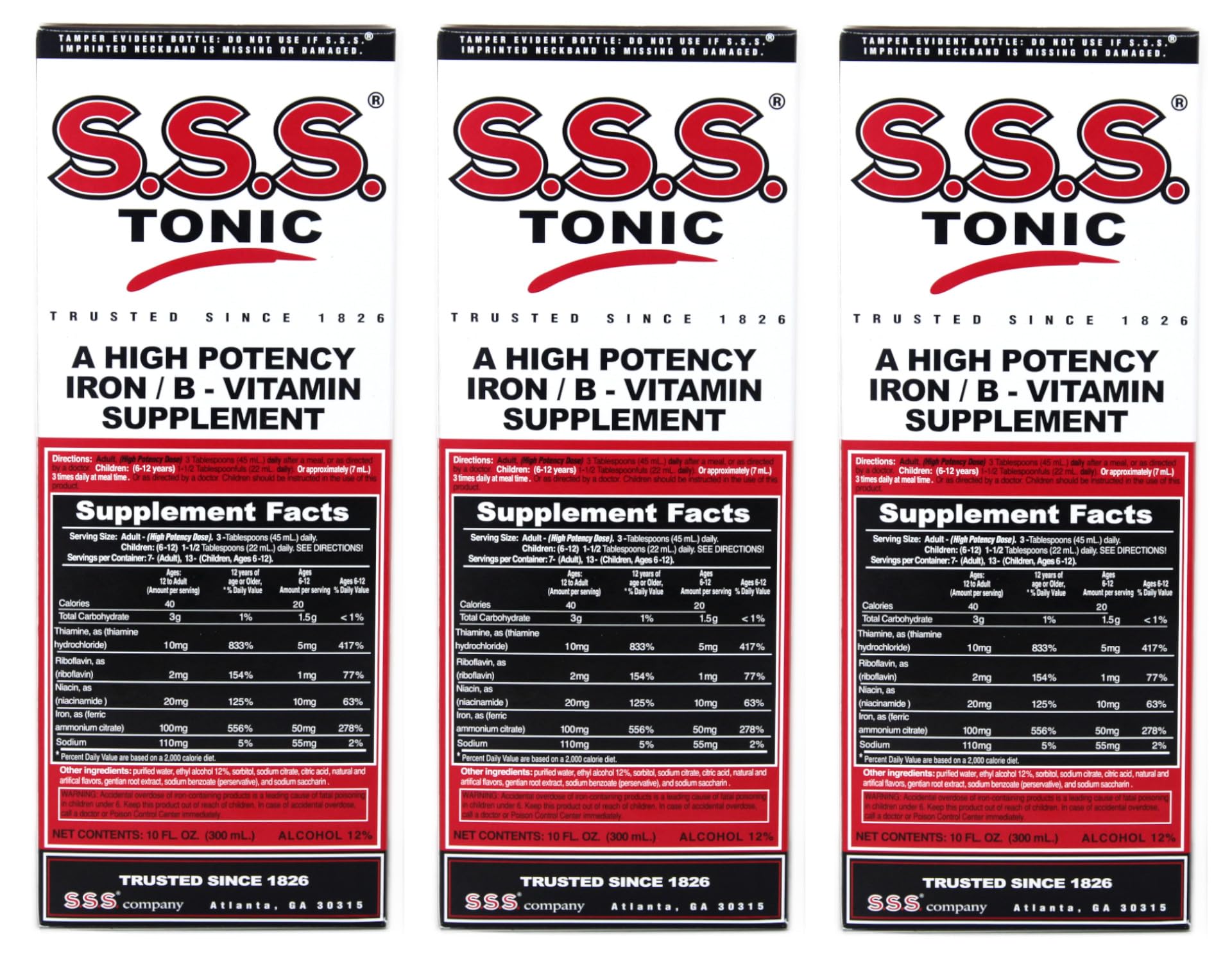 SSS Tonic 10oz – Pack of 3 Iron & Vitamin B Supplement (PT#1225811110)