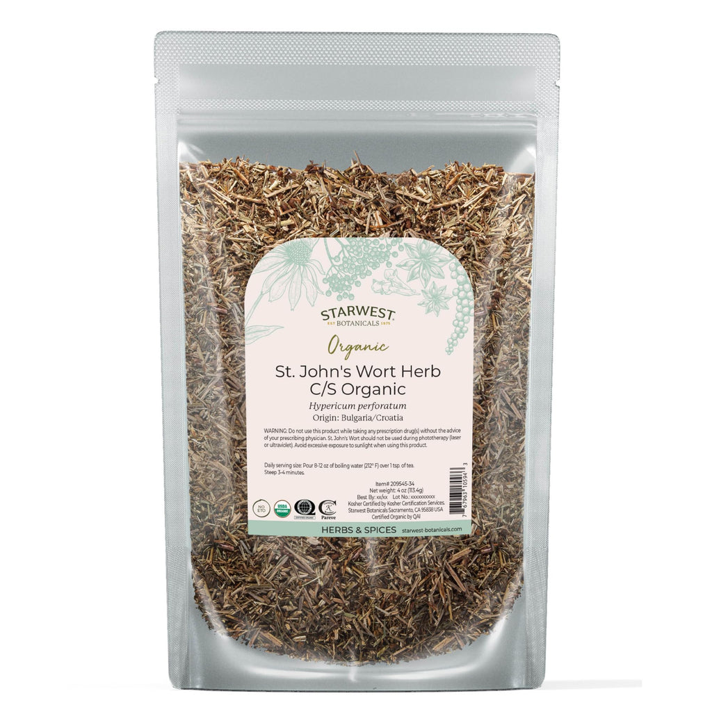 Starwest Organic St. John's Wort - 4 oz Loose Leaf Tea (Kosher, Non-GMO)