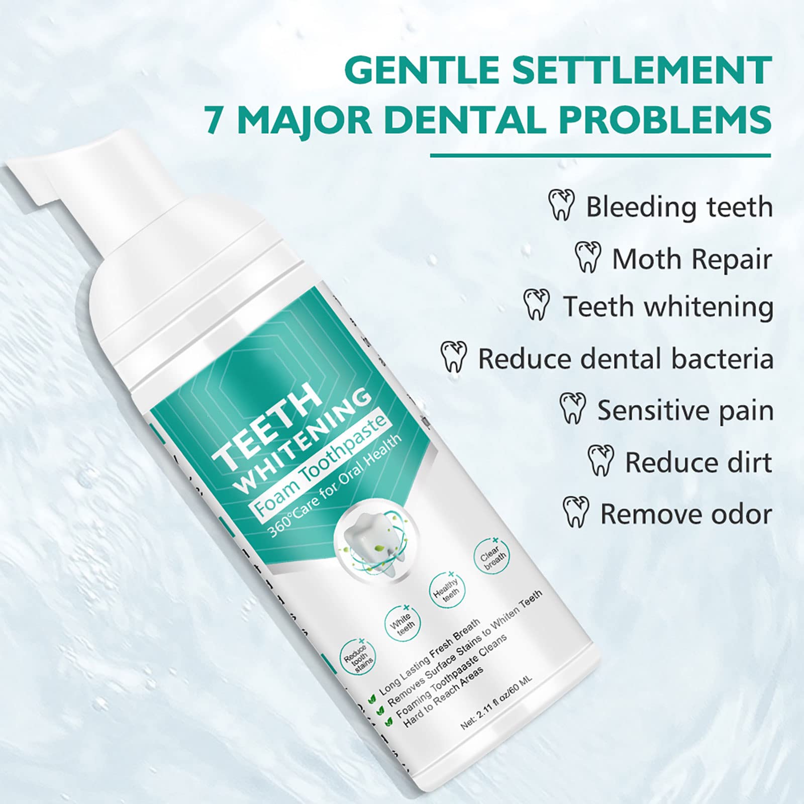 Teeth Whitening Toothpaste 2-Pack – Foam Whitening for Deep Cleaning & Stain Removal