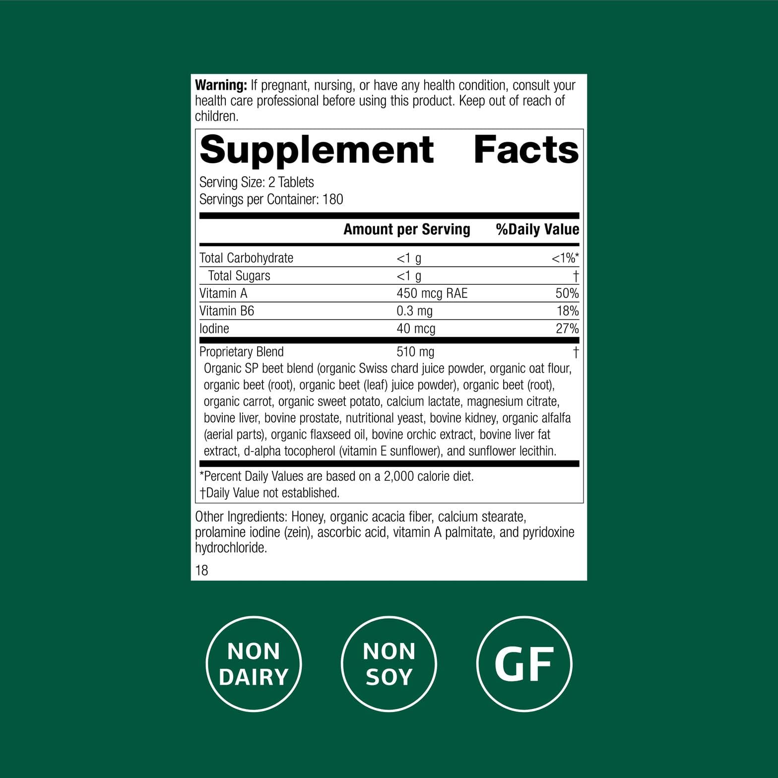 Standard Process A-F Betafood – Gluten-Free Liver & Gallbladder Support with Vitamin A, Iodine & B6