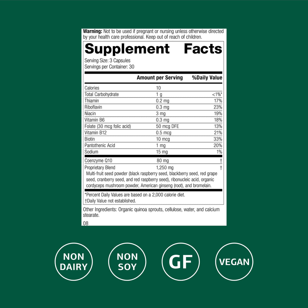 Standard Process B Vitality with CoQ10 – Cellular Health Supplement (Vegan, Gluten‑Free, Non‑Dairy) 90 Capsules