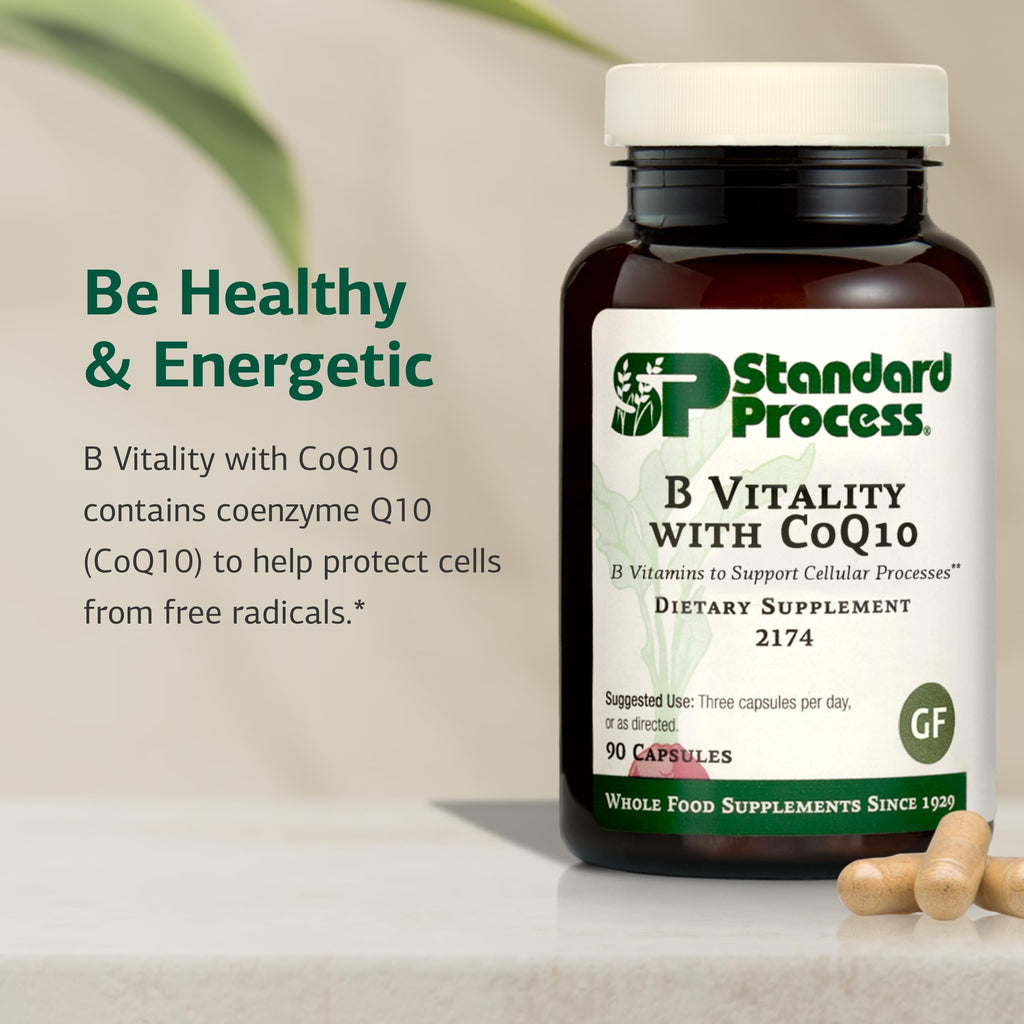 Standard Process B Vitality with CoQ10 – Cellular Health Supplement (Vegan, Gluten‑Free, Non‑Dairy) 90 Capsules