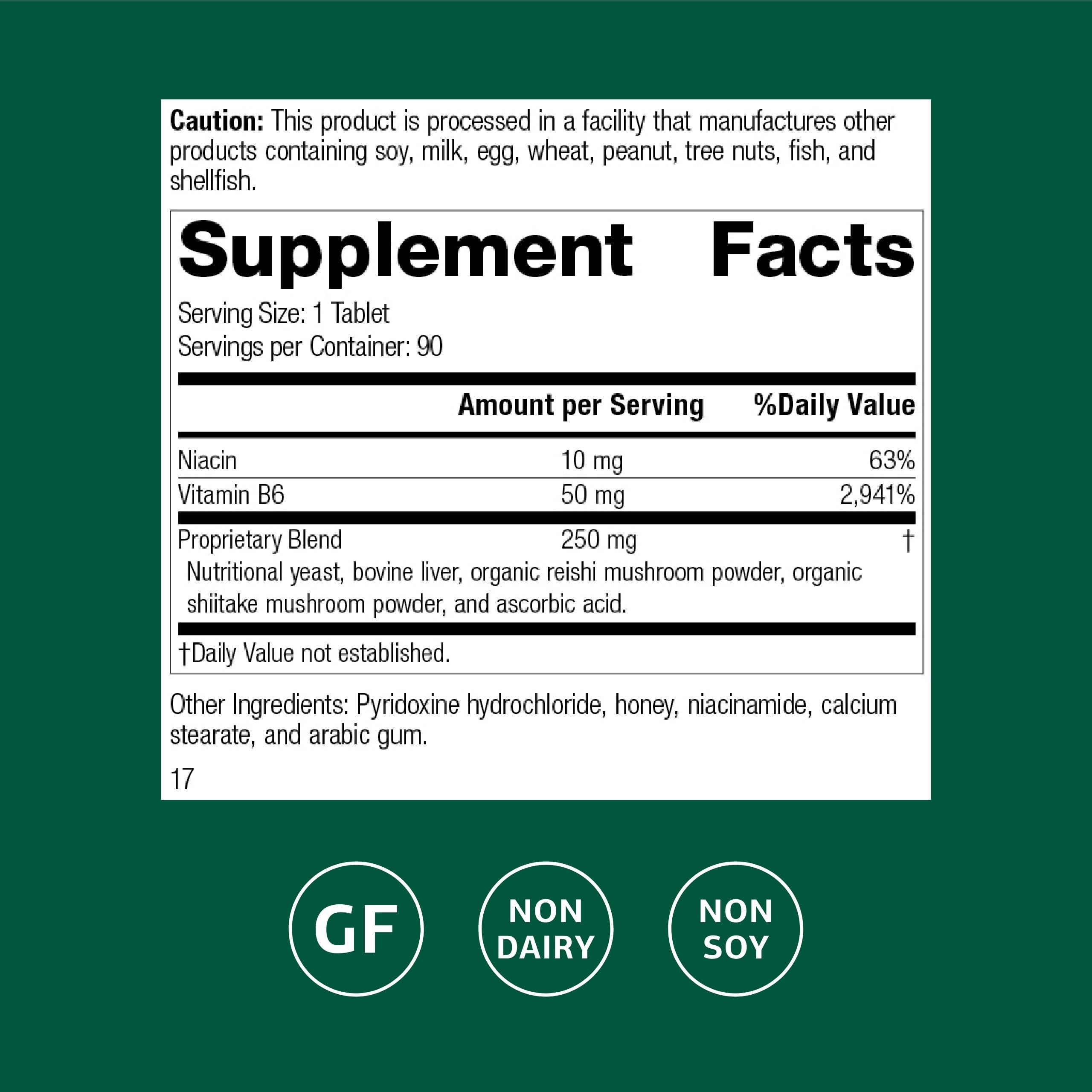 Standard Process B6-Niacinamide – Supports Energy Metabolism & Heart Health | Gluten-Free, Non-Dairy & Non-Soy – 90 Tablets