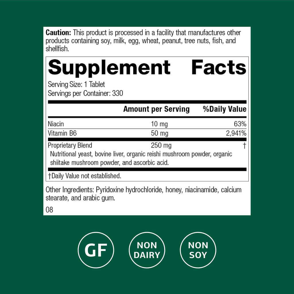 Standard Process B6-Niacinamide: Energy Metabolism & Cardiovascular Support (Gluten-Free, 330 Tablets)