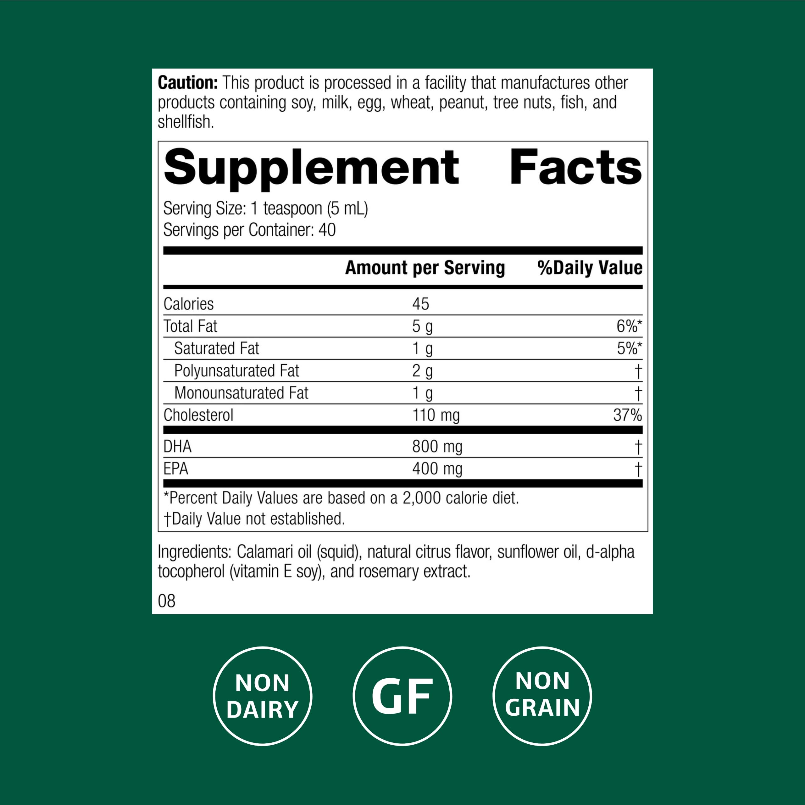Standard Process Calamari Omega-3 Liquid – Heart & Brain Health