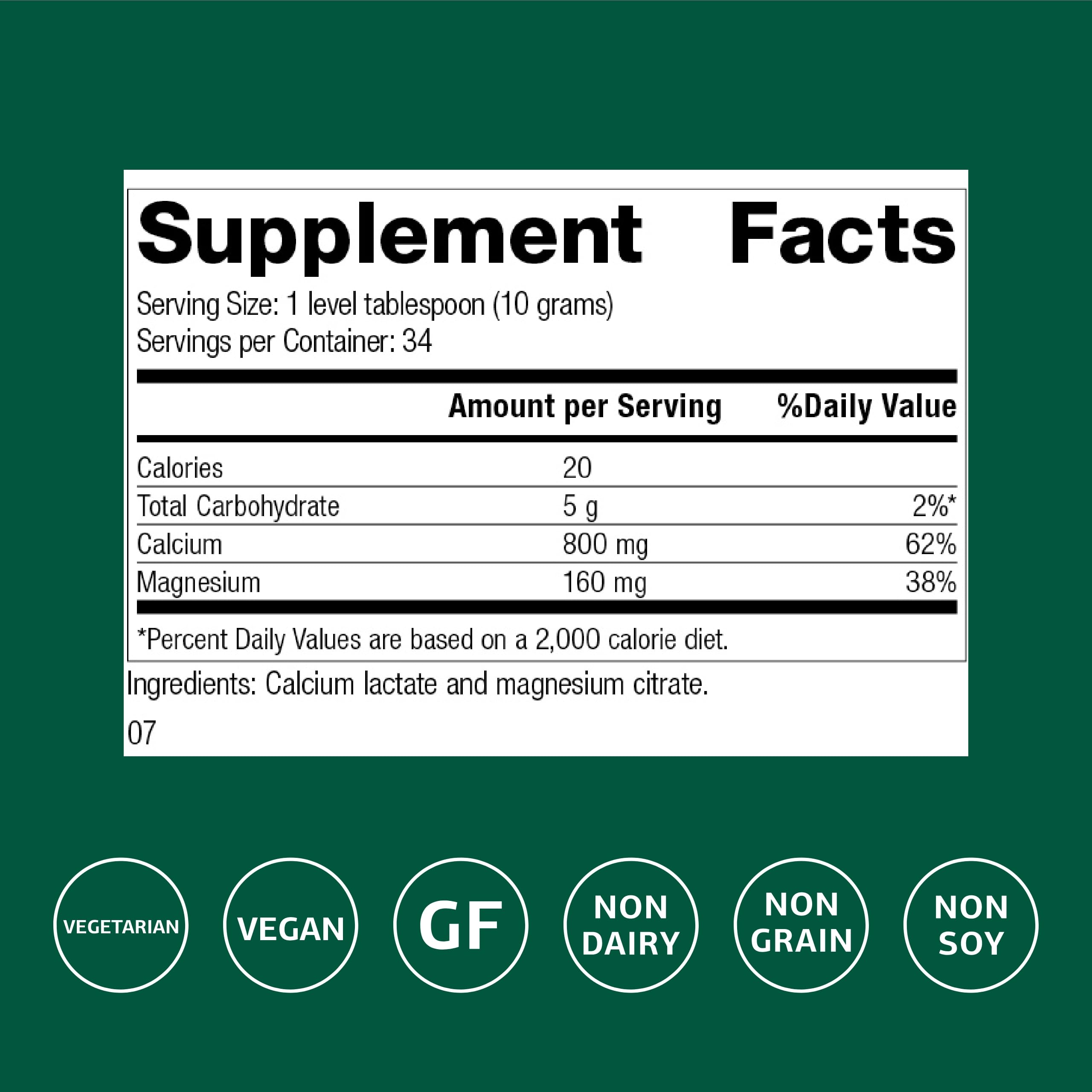 Standard Process Calcium Lactate Powder – Bone Health & Immune Support, Non-Dairy, Gluten-Free, 12 oz