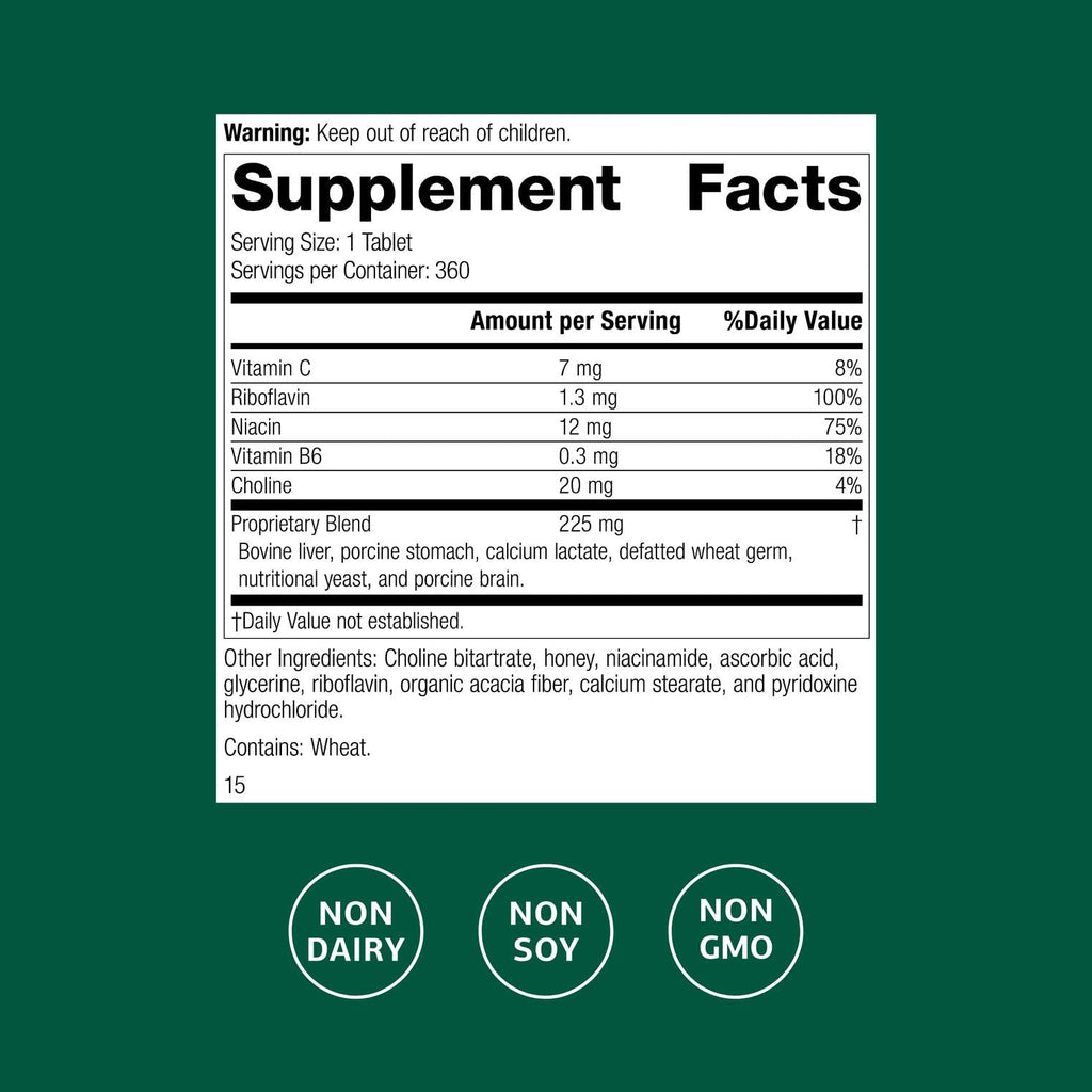 Standard Process Cataplex B2 – Nervous System Health Dietary Supplement (Non-Dairy & Non-Soy) – 360 Tablets