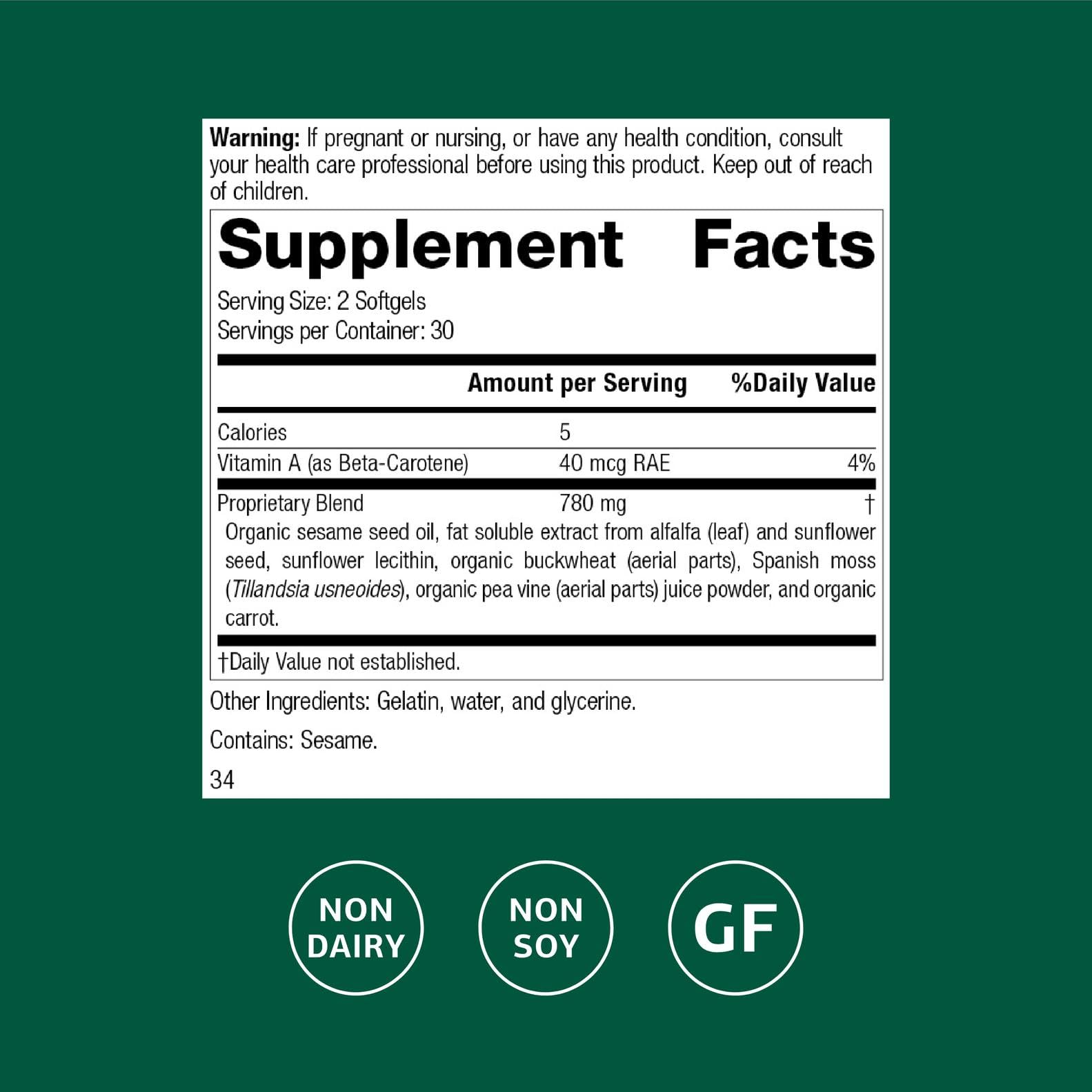 Standard Process Chlorophyll Complex – Immune Support, Antioxidant & Skin/Hair Health | 60 Softgels