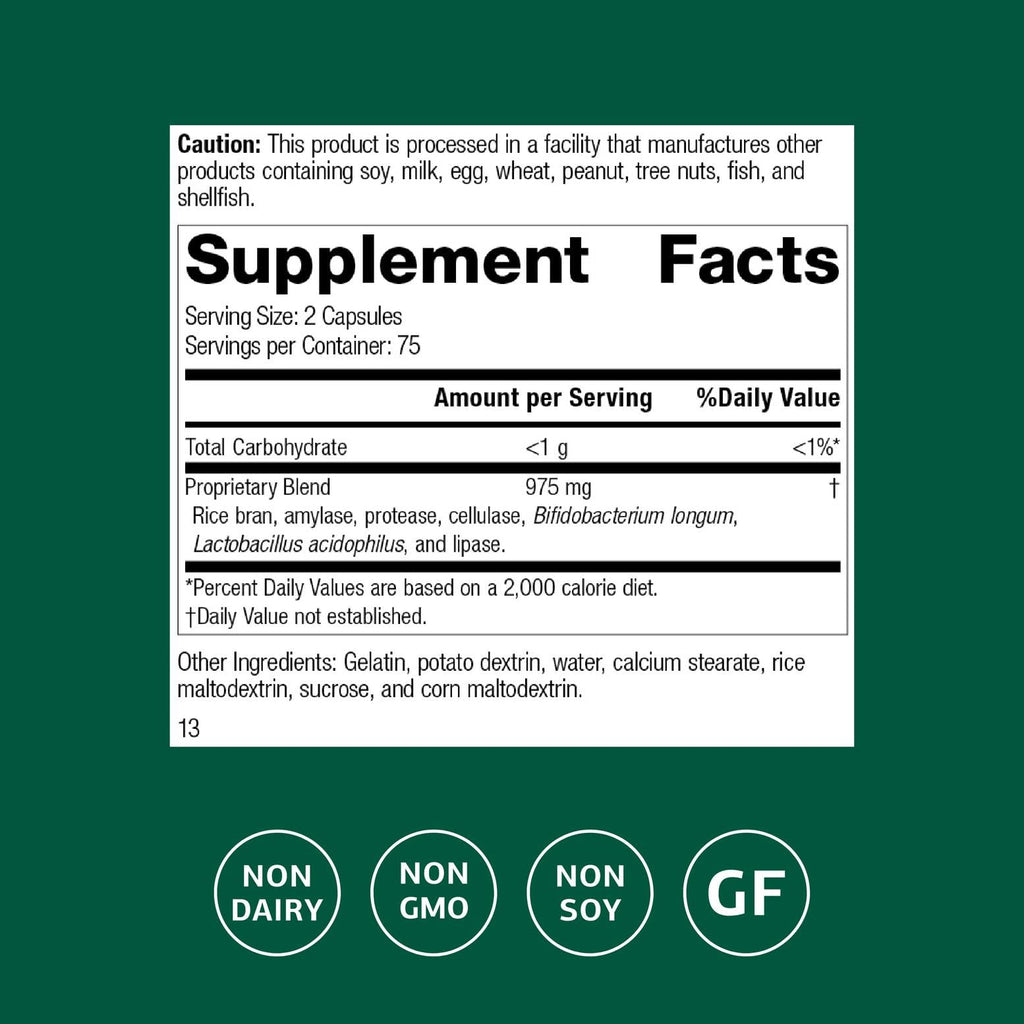 Standard Process Lact-ENZ: Gluten-Free Probiotic Digestive Support - 90 Capsules