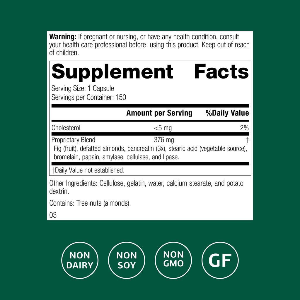 Standard Process Multizyme – Pancreatic Enzyme Support for Protein, Carbohydrate & Fat Digestion | Gluten-Free, Non-Dairy, Non-Soy | 150 Capsules