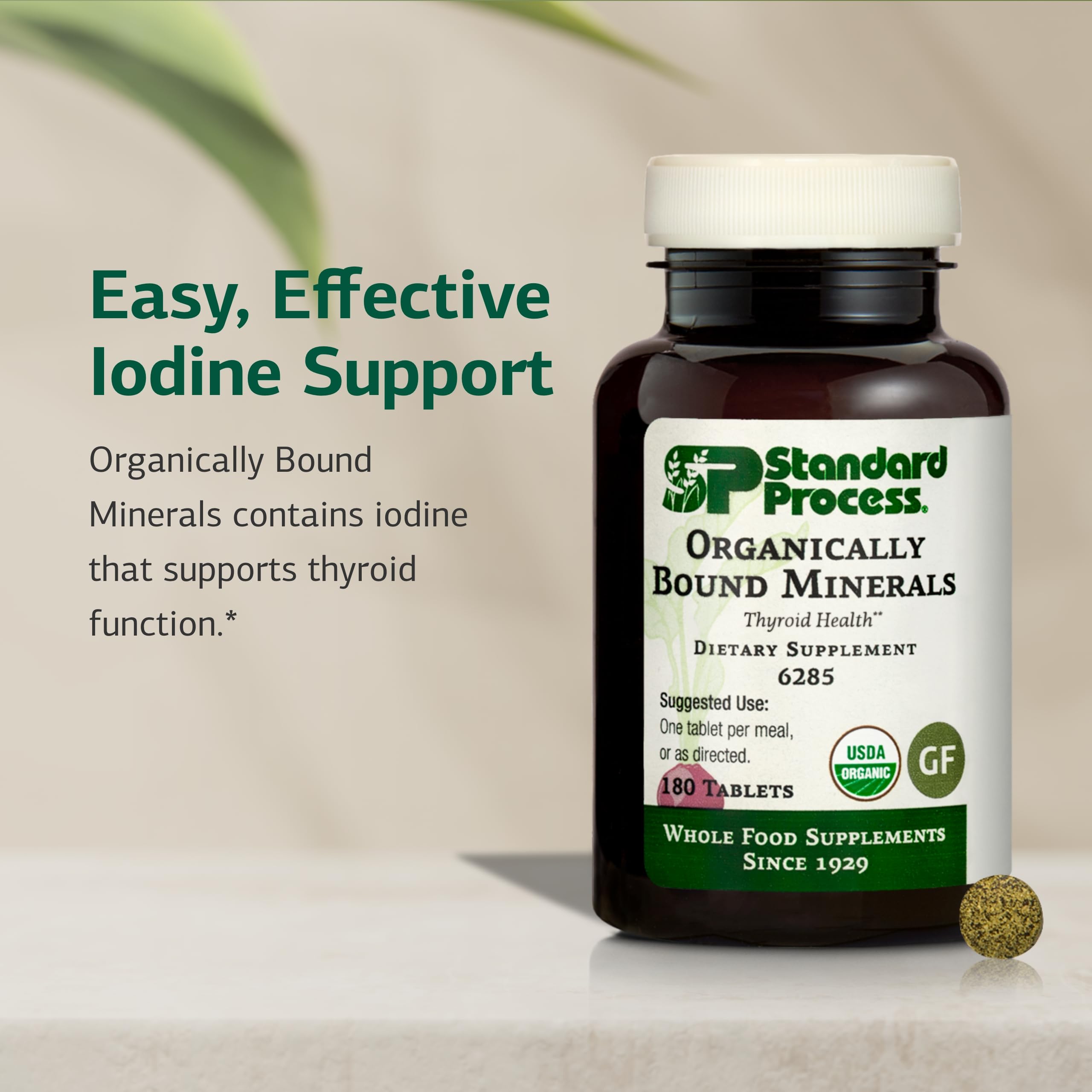 Standard Process Organically Bound Minerals - Supports Thyroid Function & Nervous System Health - 180 Tablets