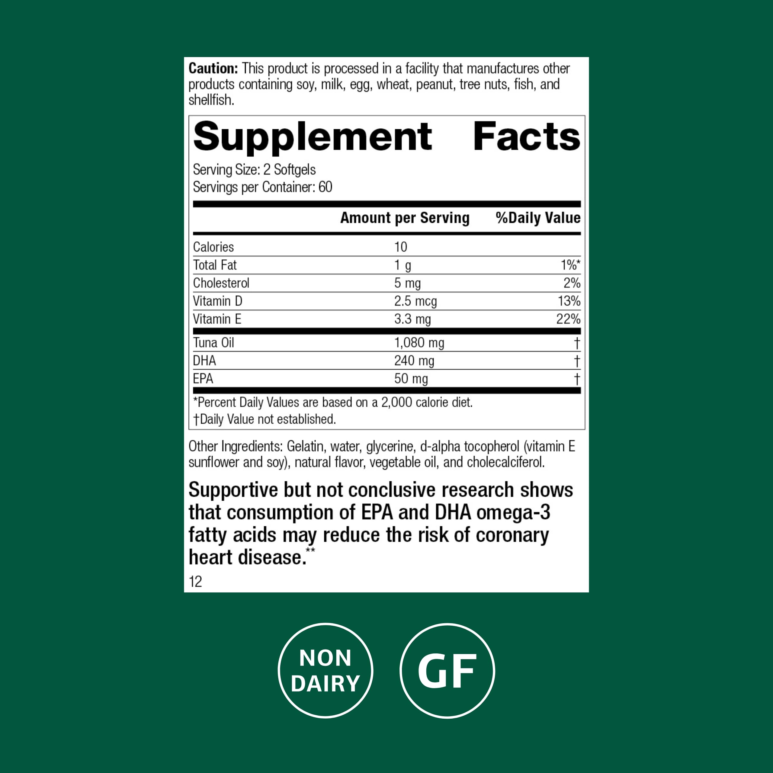 Standard Process Tuna Omega-3 Chewable — DHA Omega-3 for Brain & Eye Health | Gluten-Free & Non-Dairy | 120 Softgels