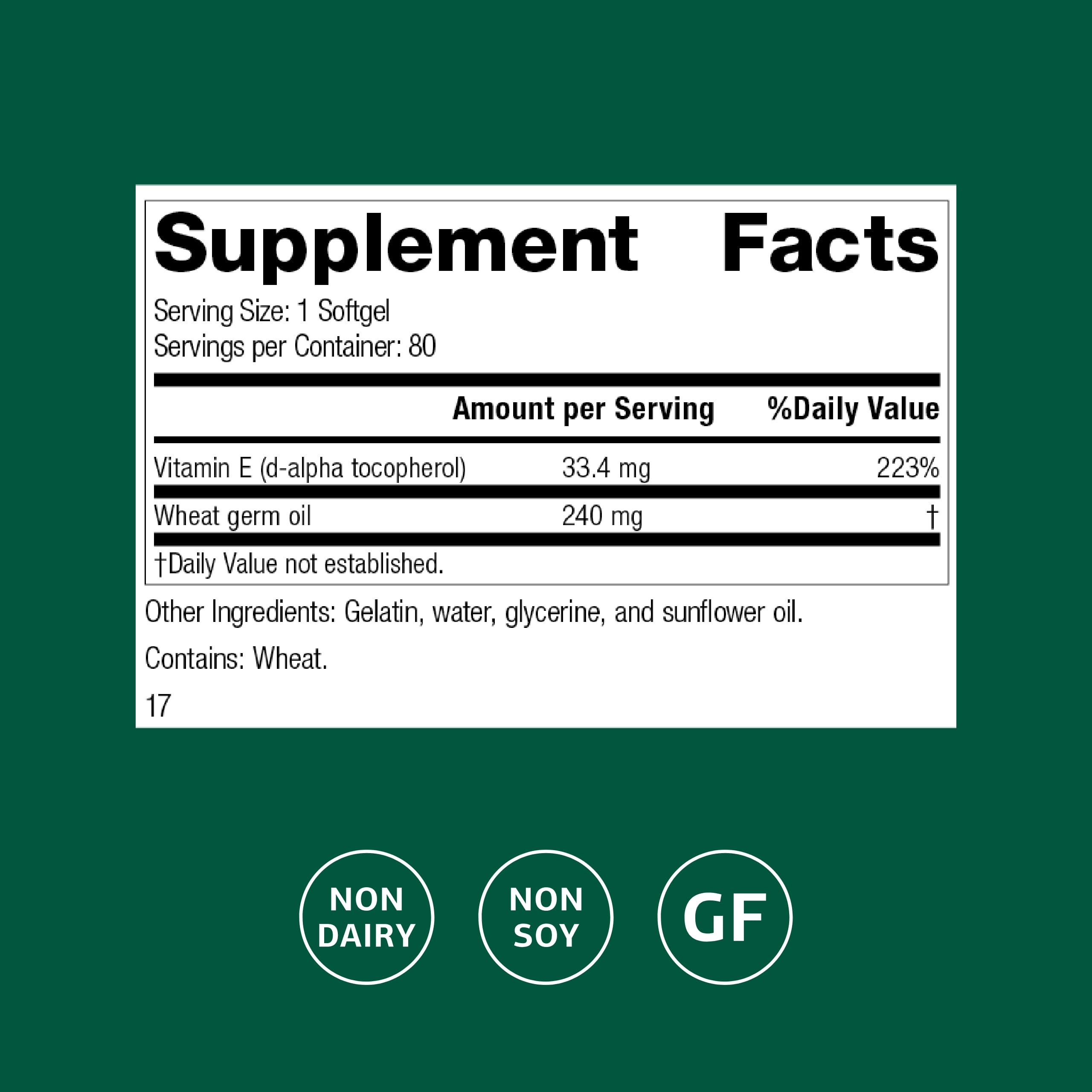 Standard Process Wheat Germ Oil Fortified - Immune Support & Antioxidant Vitamin E | 80 Softgels
