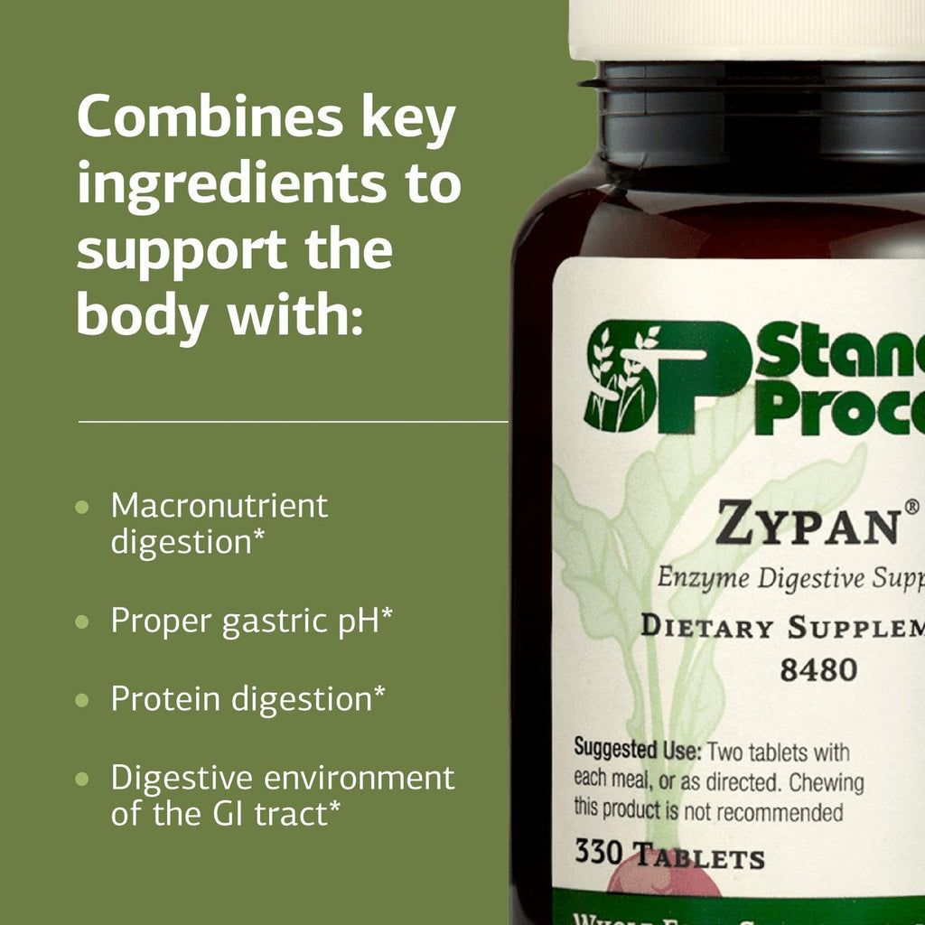 Standard Process Zypan - Digestive Enzyme Support with Pancreatin, Pepsin & HCl | 330 Tablets