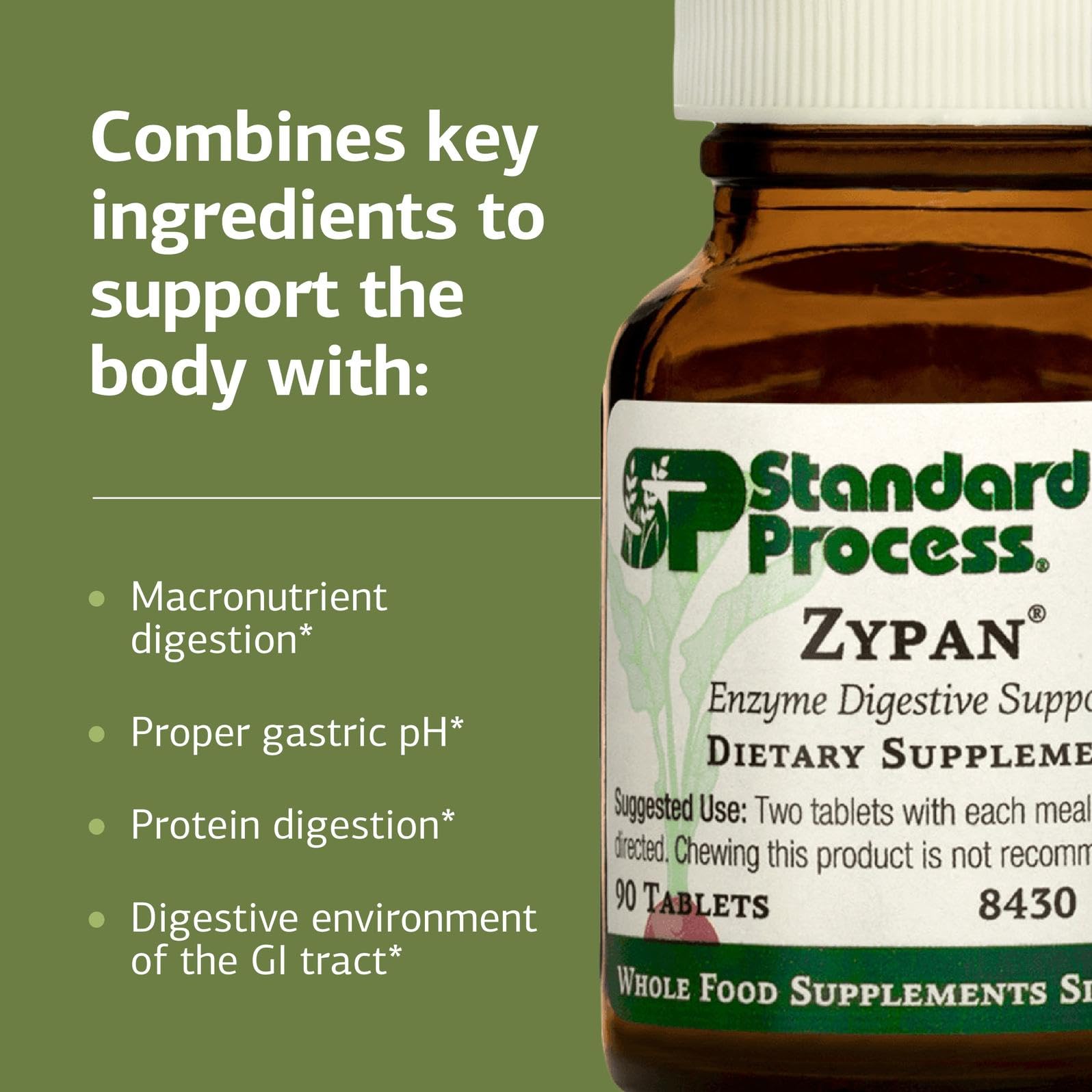 Standard Process Zypan - Digestive Health Support with Pancreatin, Pepsin & Betaine HCl | 90 Tablets