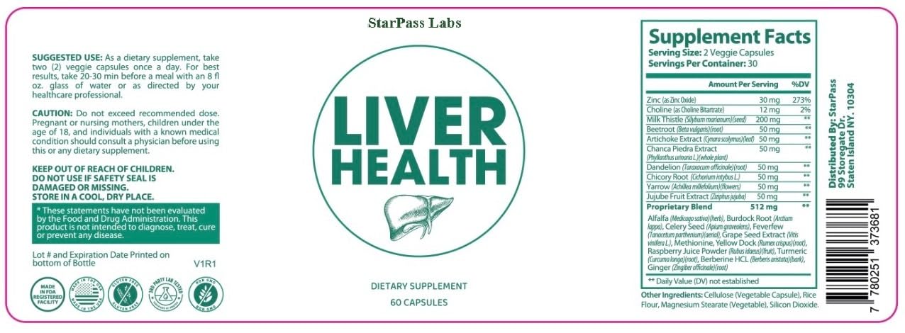 StarPass Labs Liver Health | Liver Detox & Repair Formula - 60 Caps (3 Pack)