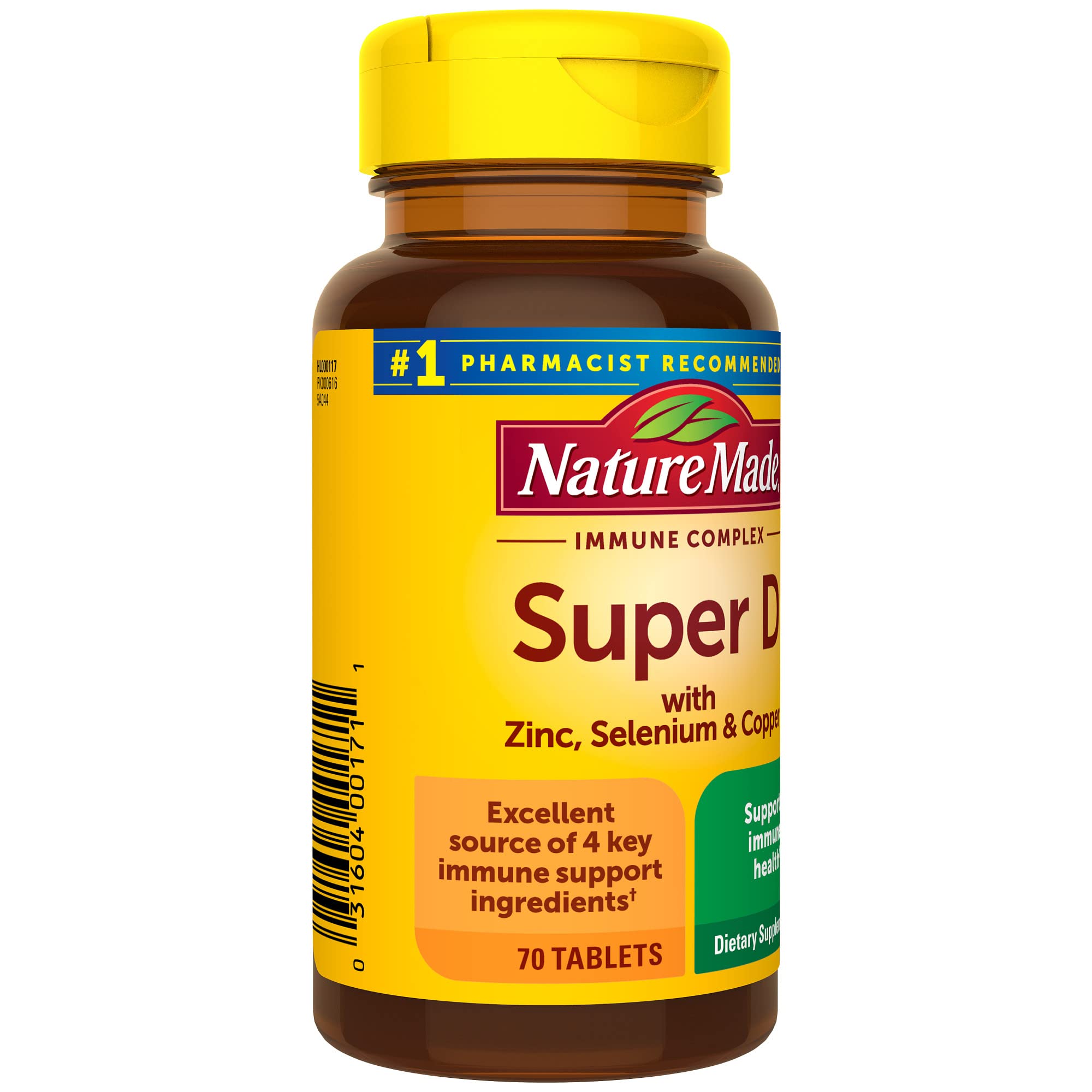 Nature Made Super D Immune Complex – Vitamin D3, Selenium, Zinc, Copper | 70 Tablets