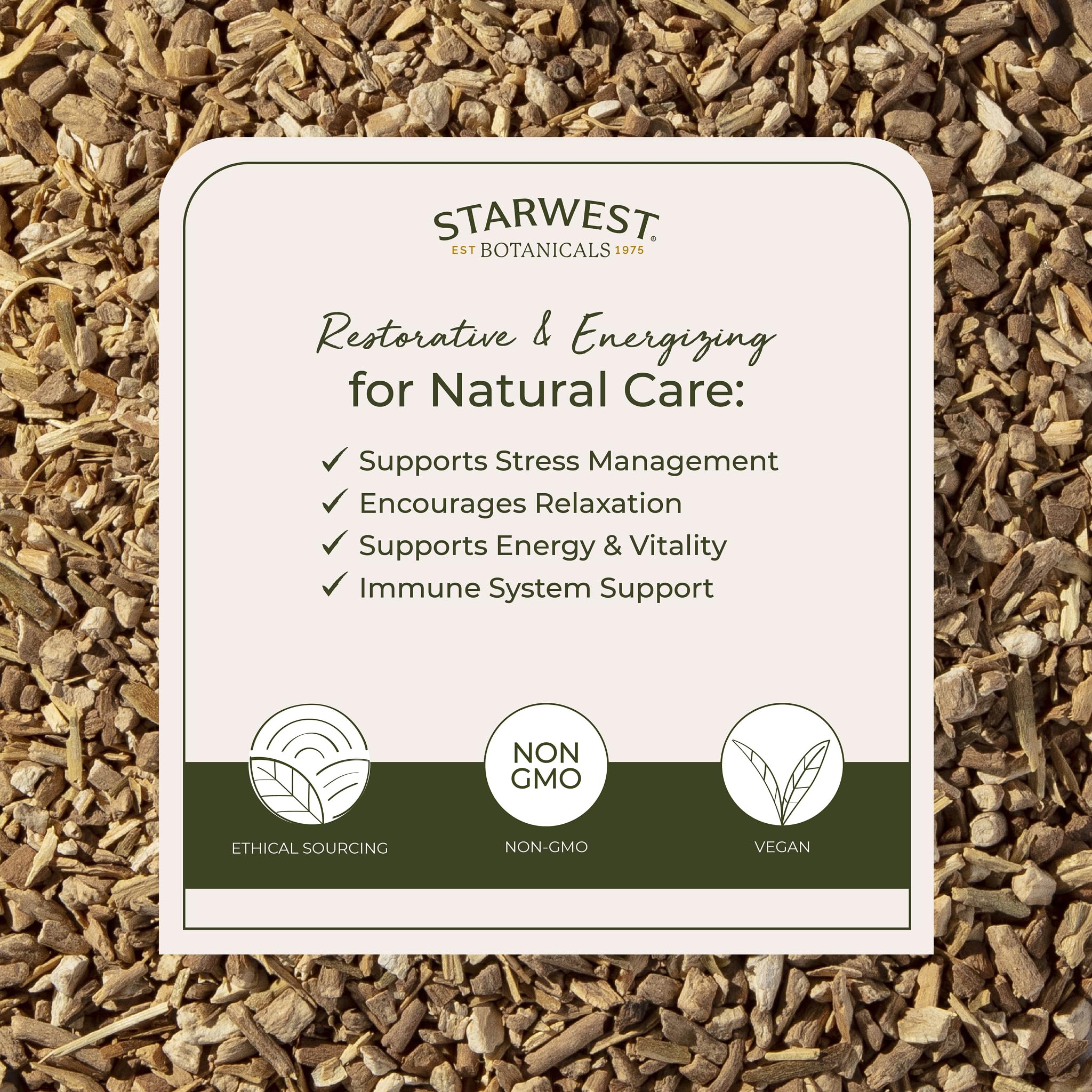 Starwest Organic Ashwagandha Root - Dried Herb for Tea & Wellness, 4 oz